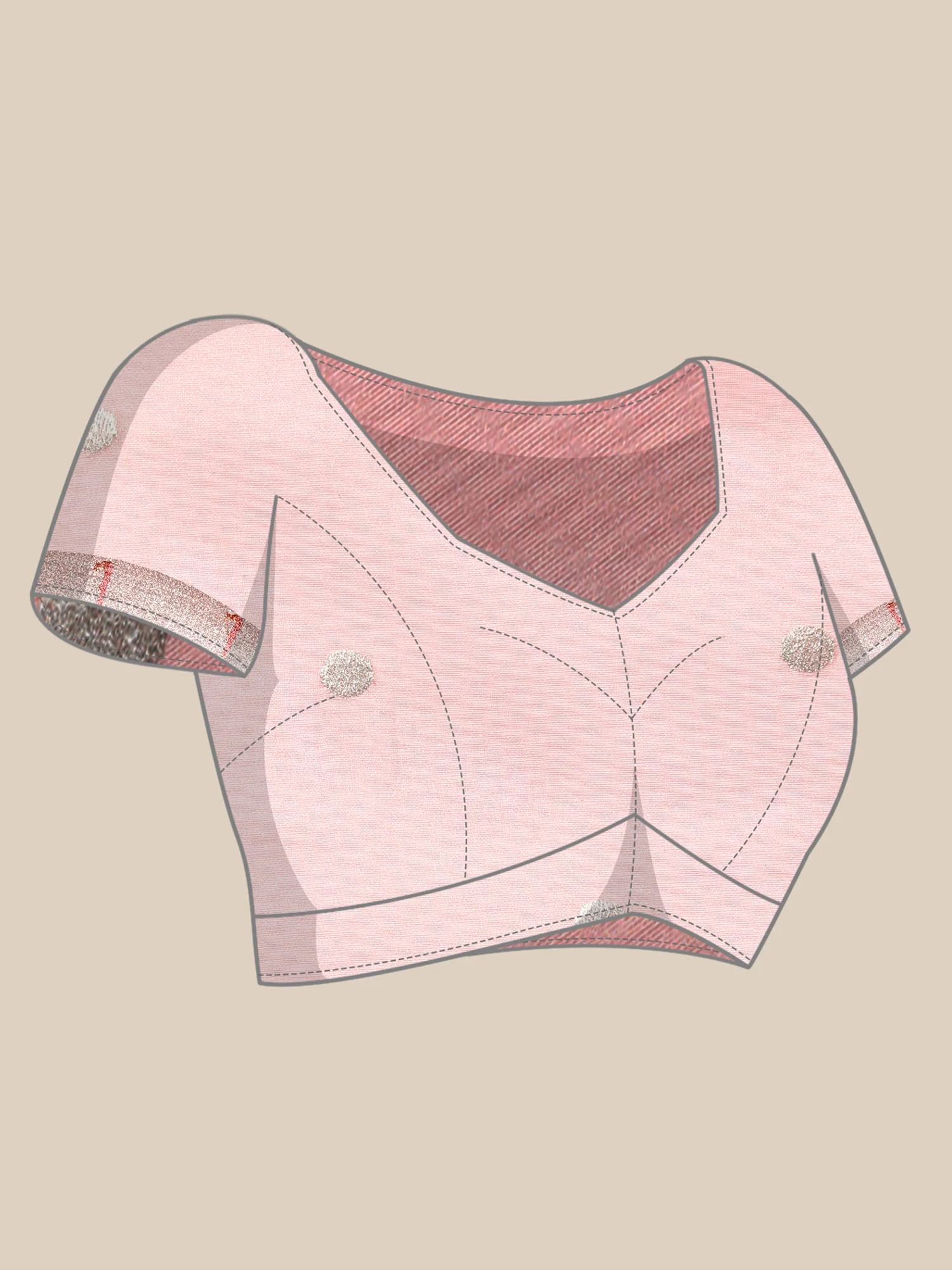Baby Pink Banaras Silk Saree With Meena Border And Motifs - Image 7