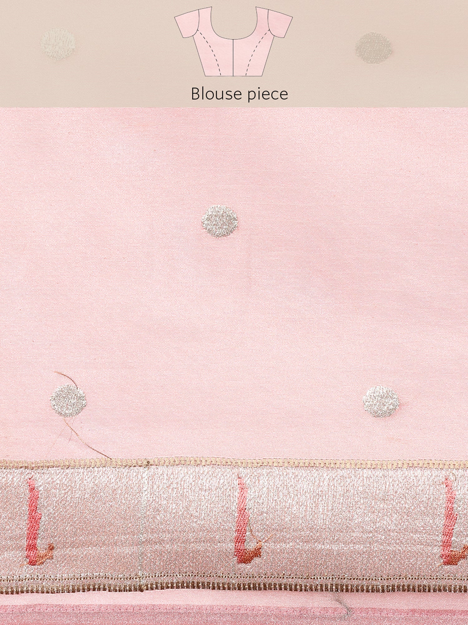 Baby Pink Banaras Silk Saree With Meena Border And Motifs - Image 8