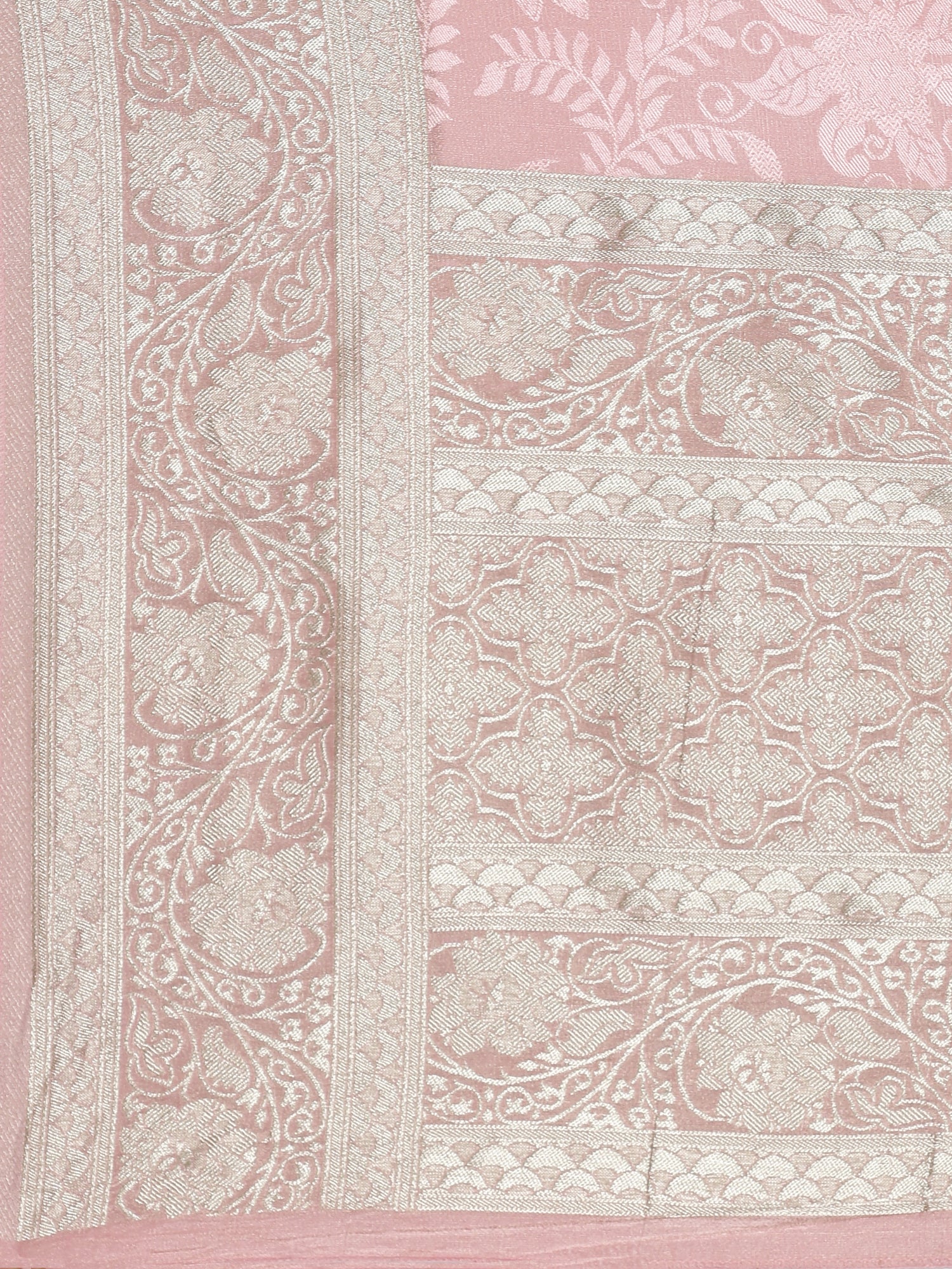 Baby Pink Banaras Weaved Saree - Image 5