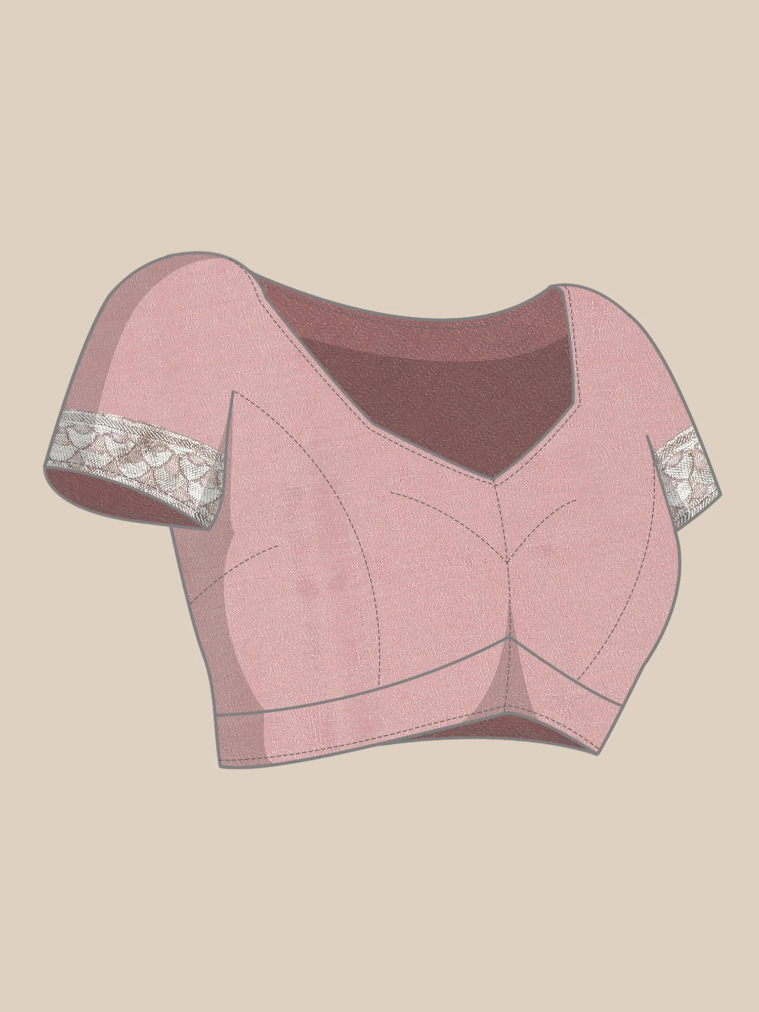 Baby Pink Banaras Weaved Saree - Image 6