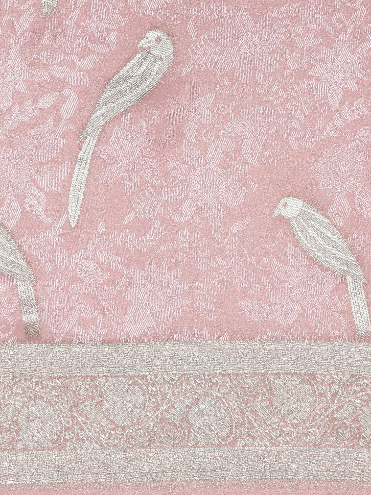 Baby Pink Banaras Weaved Saree - Image 7