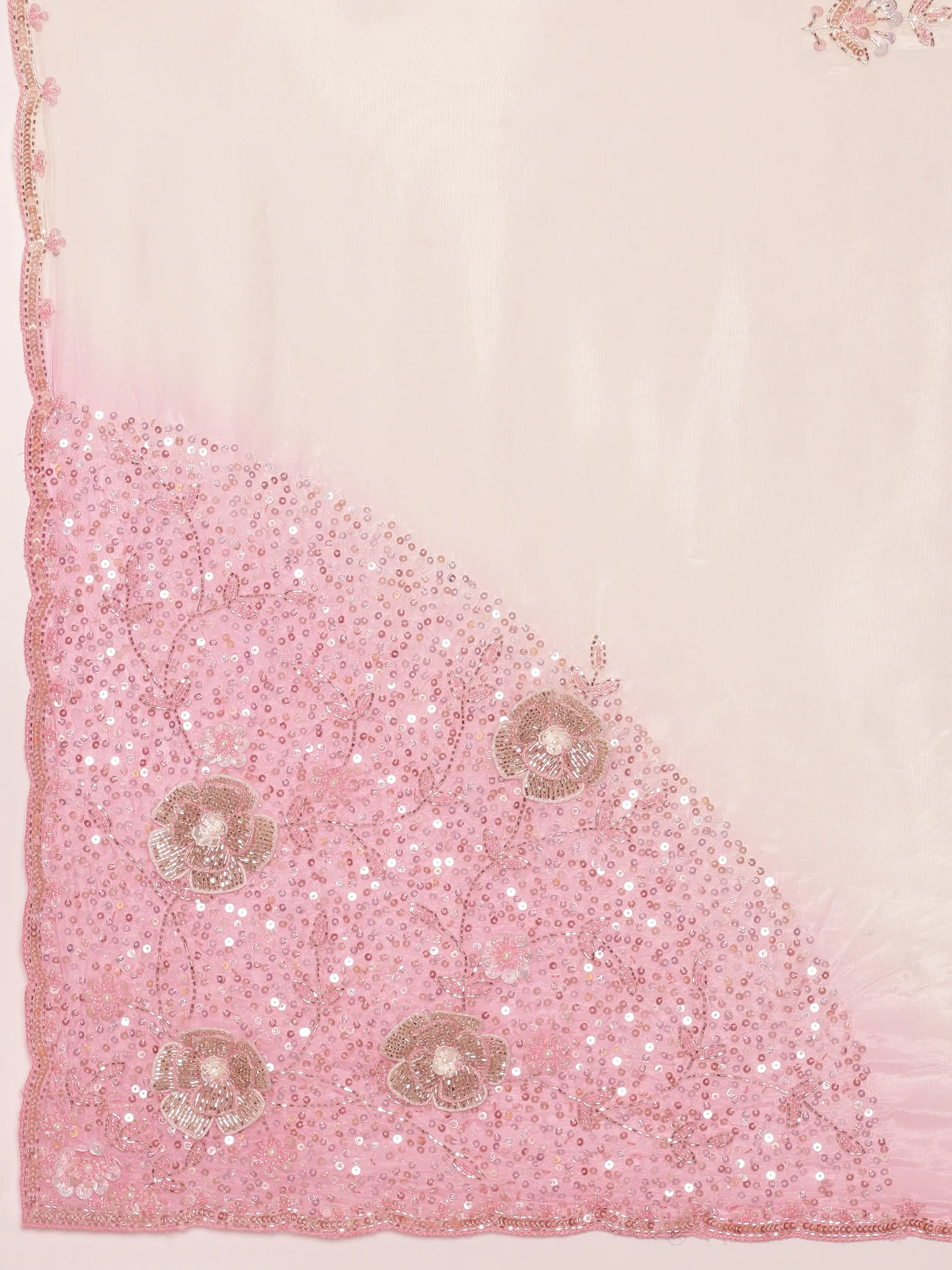 Baby Pink Crepe Stone Work Saree - Image 5