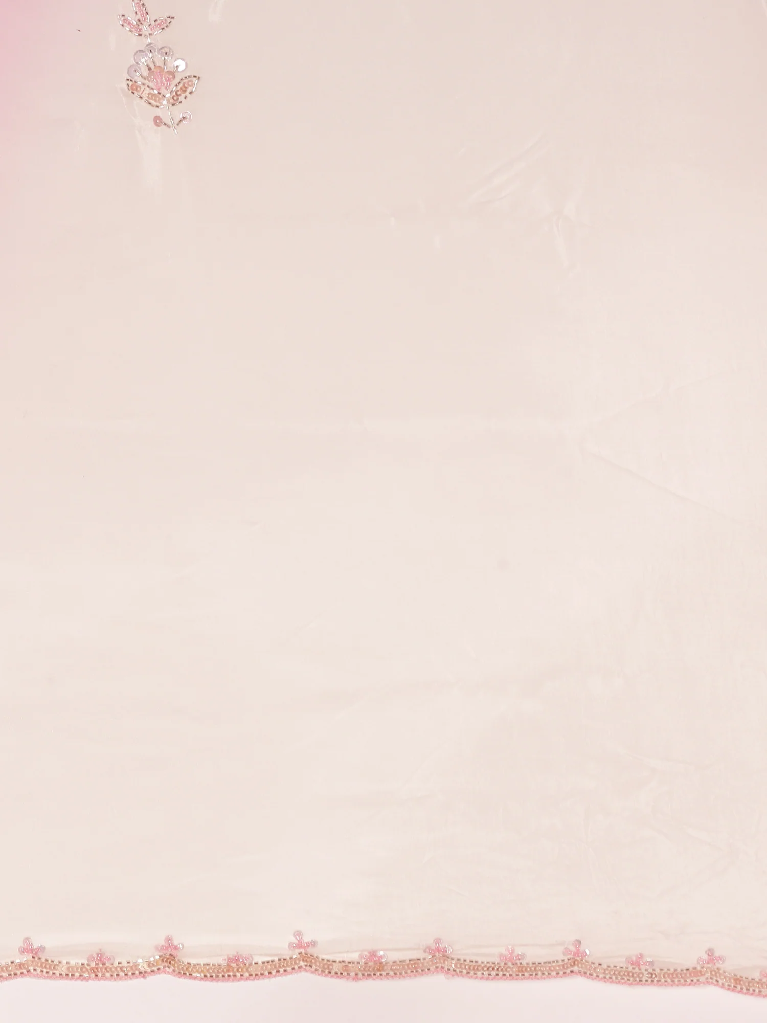 Baby Pink Crepe Stone Work Saree - Image 7