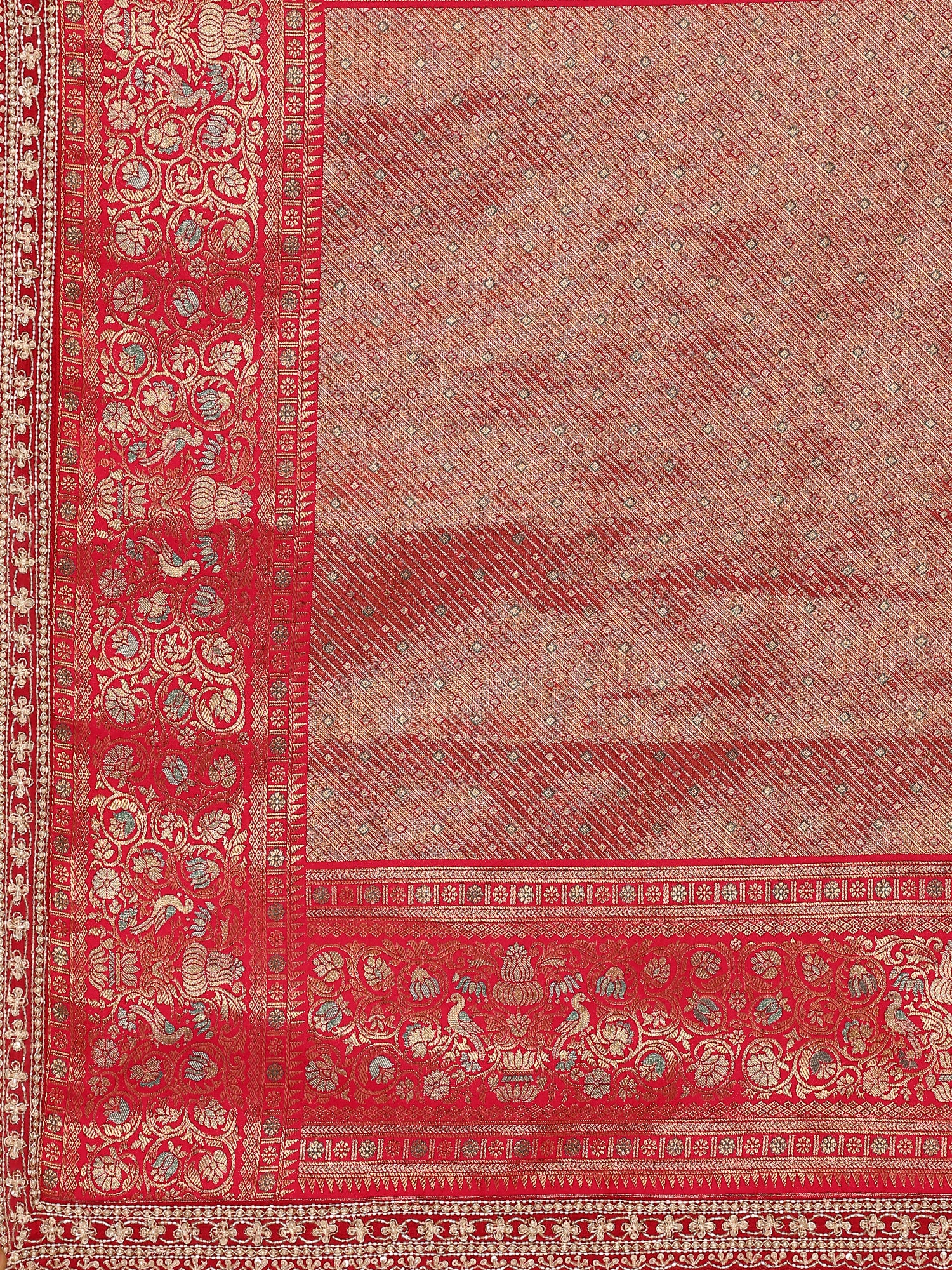 Banarsi Silk Saree With Meenakari Jaal Border & Hand Embroidery On Border And Readymade heavy blouse - Image 5