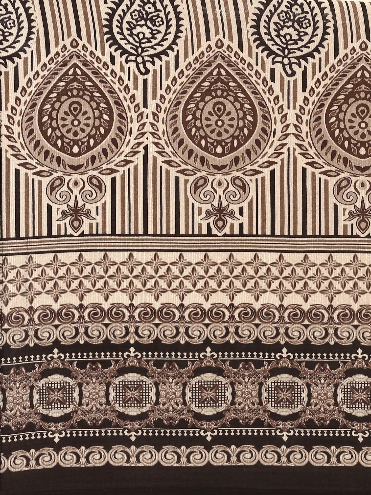 Beige and black printed embroidered three piece suit set - Image 7