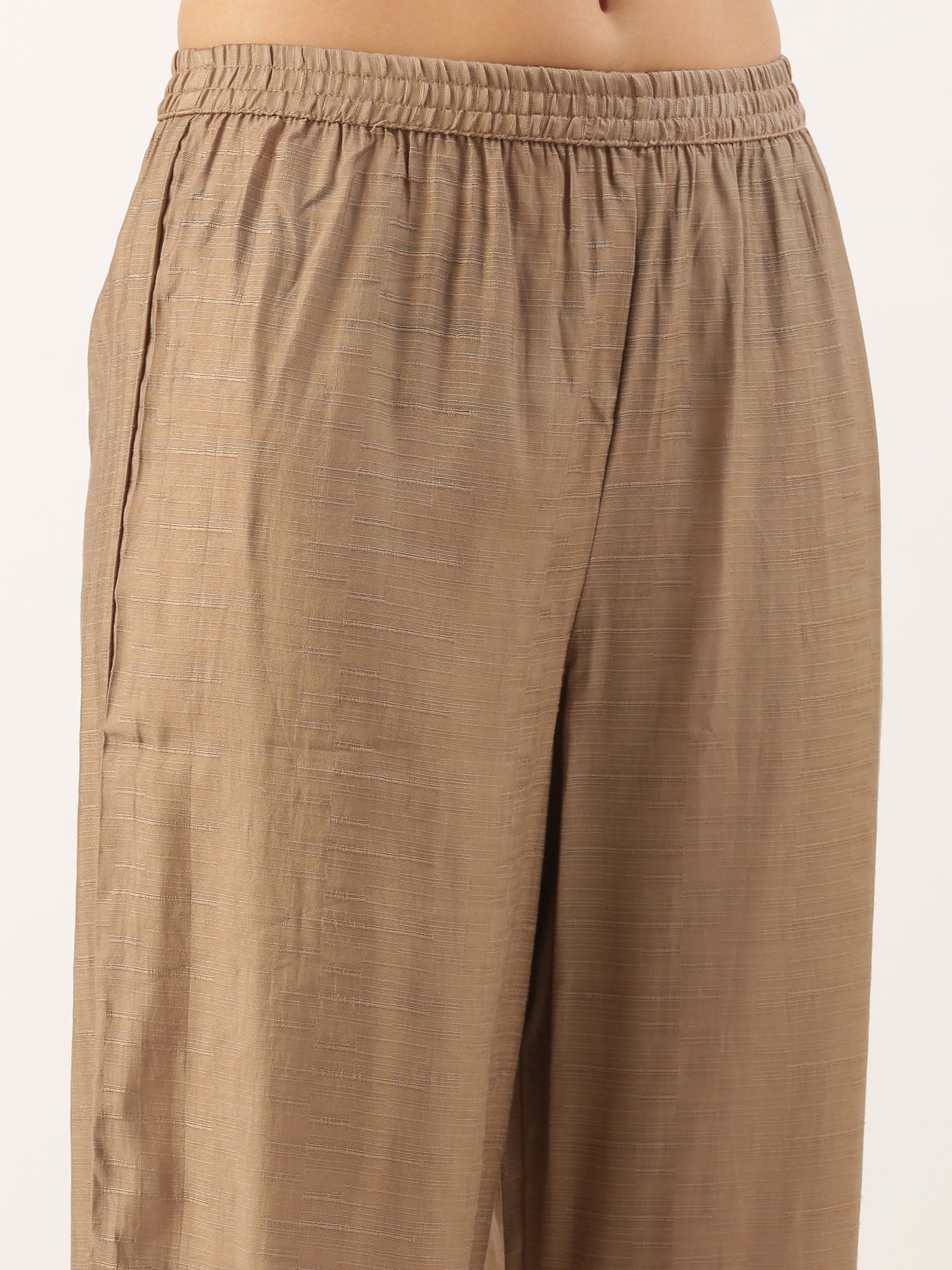 Beige Modal Silk Three Piece Suit Set - Image 7
