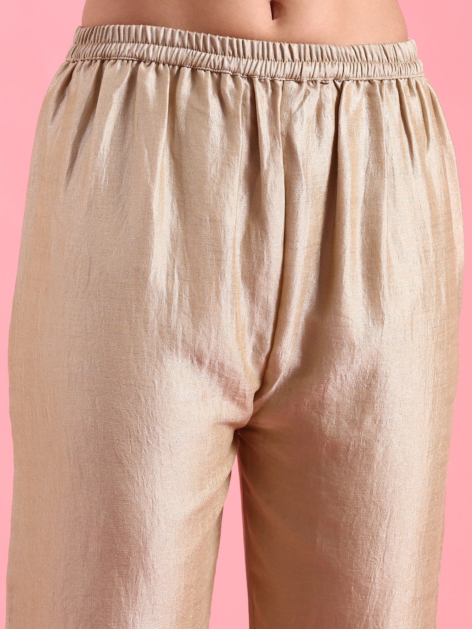 Beige Vichitra Silk Embroidered Short Kali - Image 7