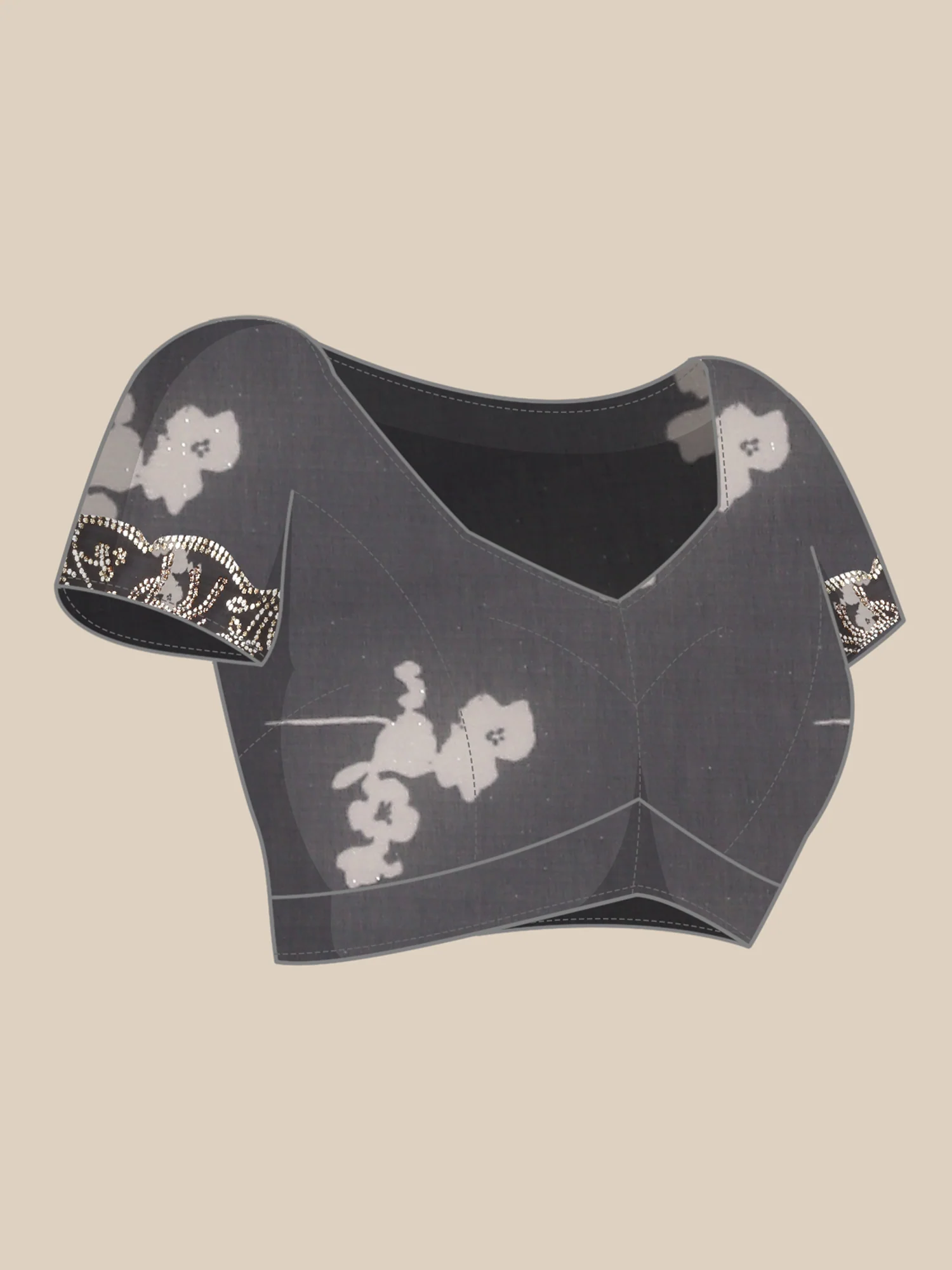 Black And White Crepe Weaved Saree - Image 6