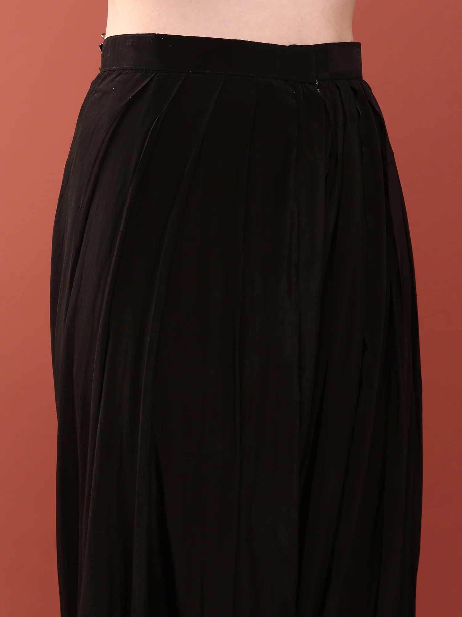 Black Crepe With Heavy Stone Embroidered Top And Dhoti With Dupatta - Image 7