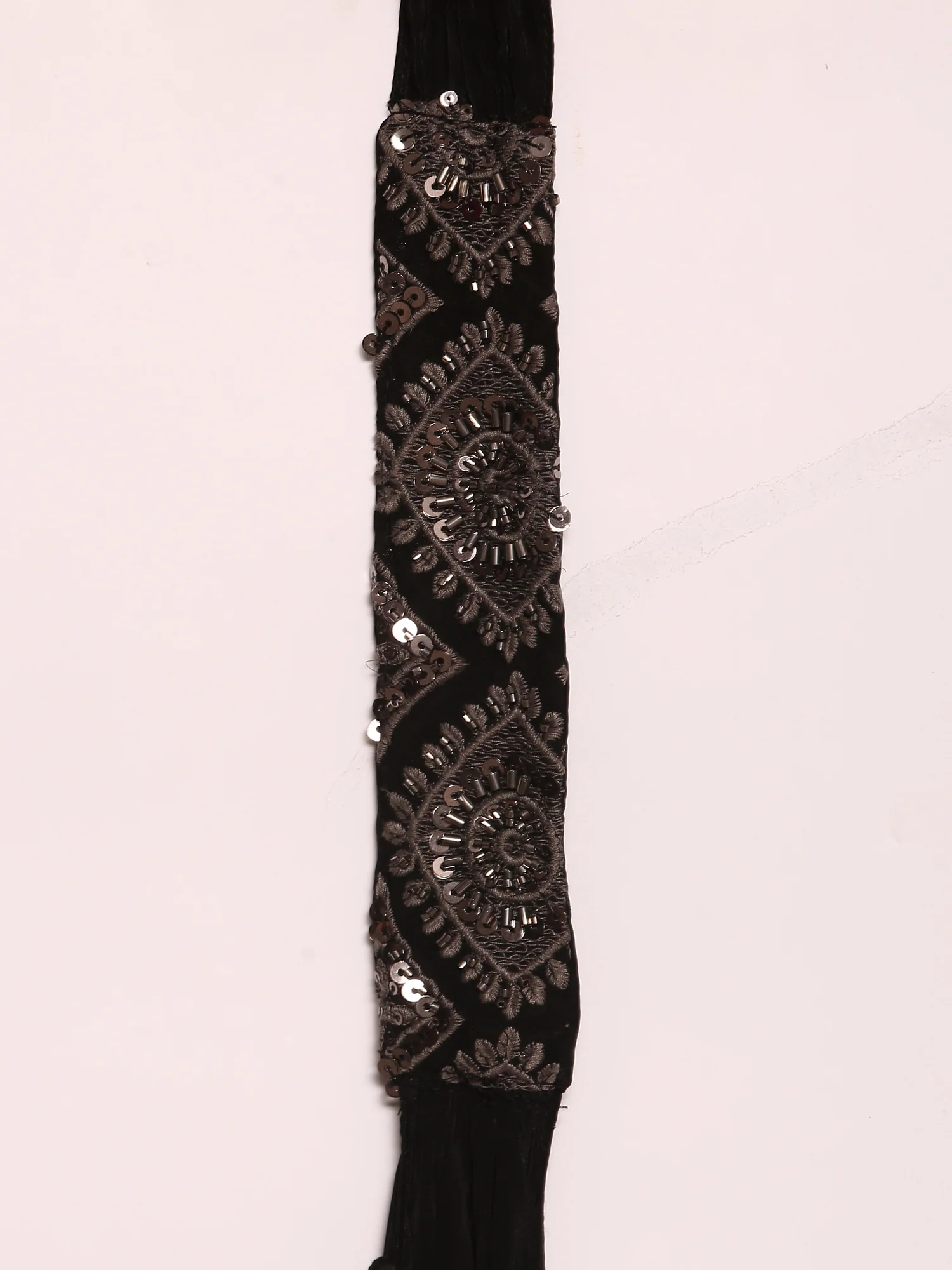 Black Crepe With Heavy Stone Embroidered Top And Dhoti With Dupatta - Image 9