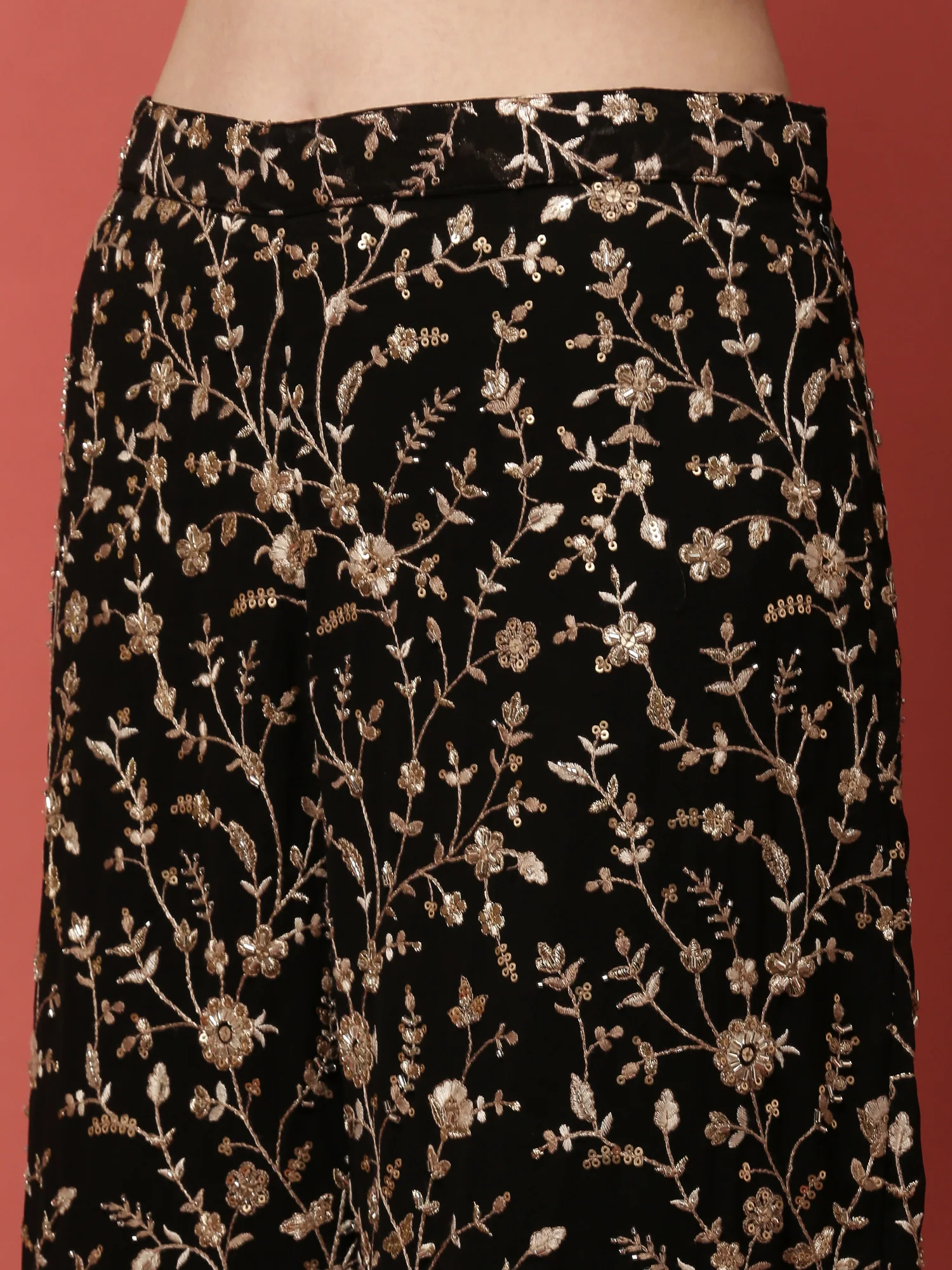Black Geogrettte Palazoo Set With Embroiderey - Image 6