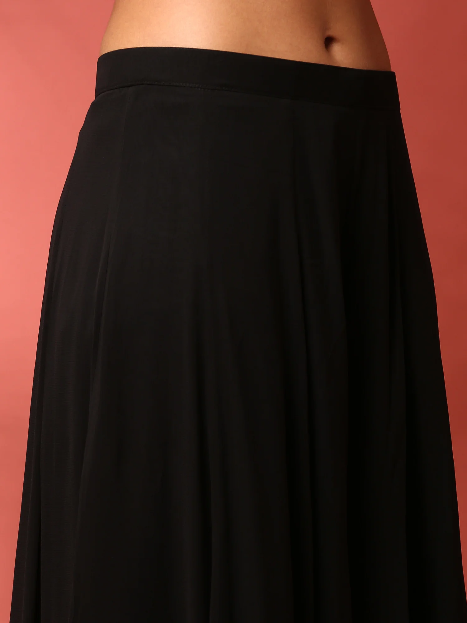 Black heavy hand embroidered peplum top with palazoo set - Image 6