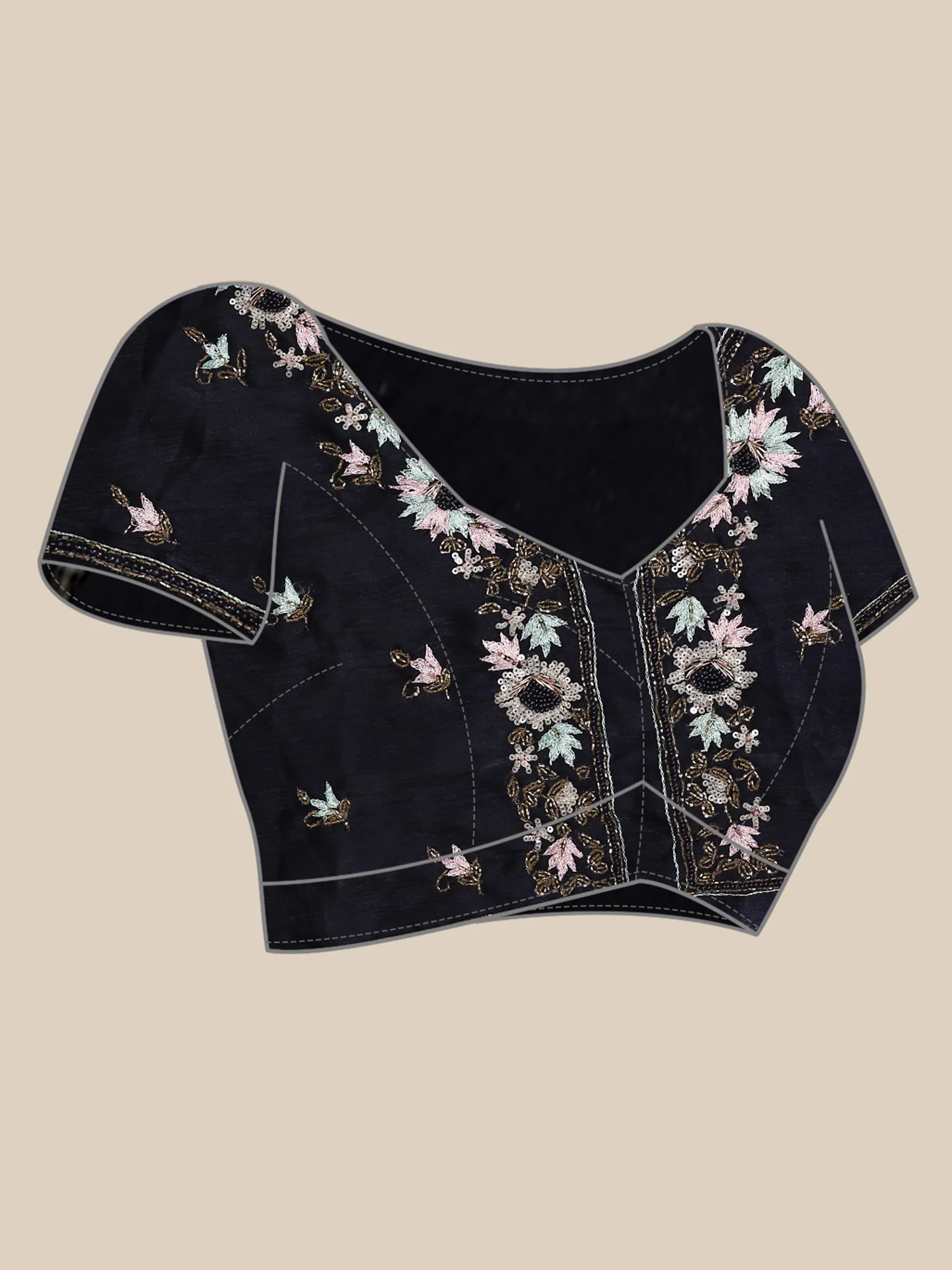 Black Jimmy Choo Embroidery Saree - Image 7