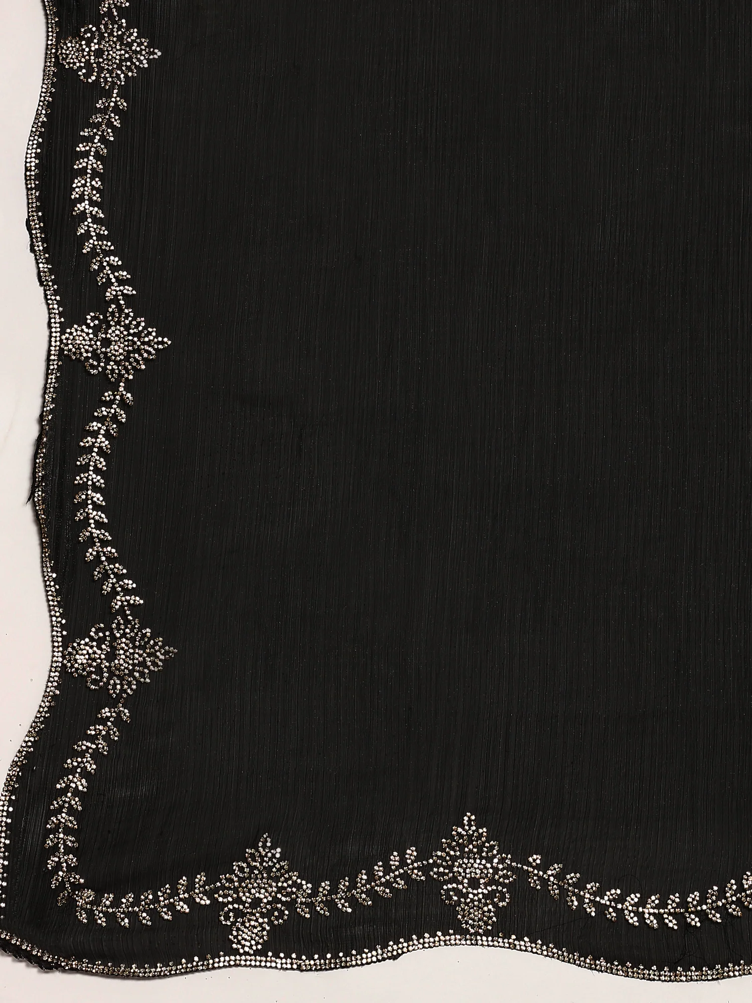 Black Jimmy Tissue Saree With Hand Embroidery - Image 6