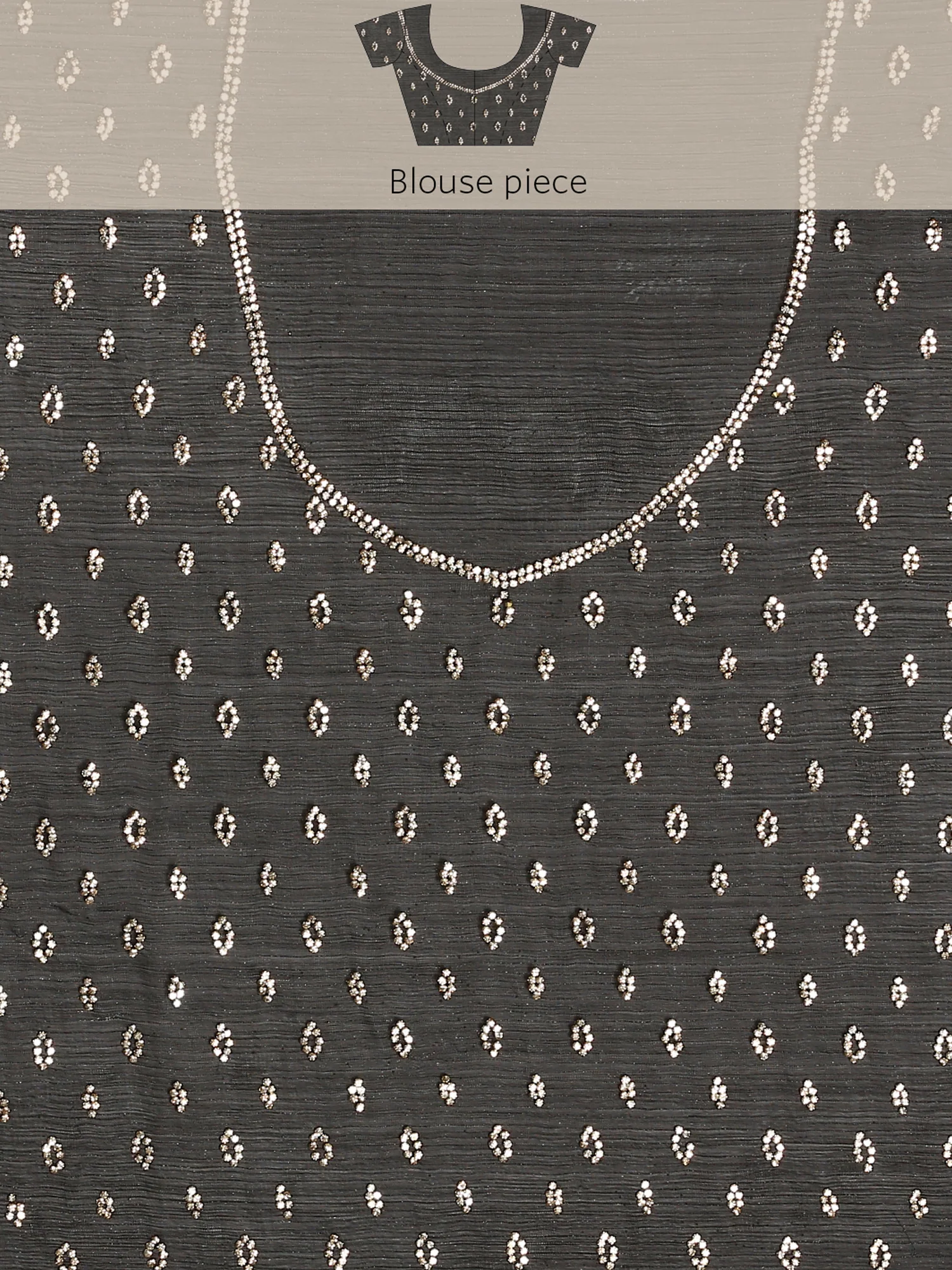 Black Jimmy Tissue Saree With Hand Embroidery - Image 8