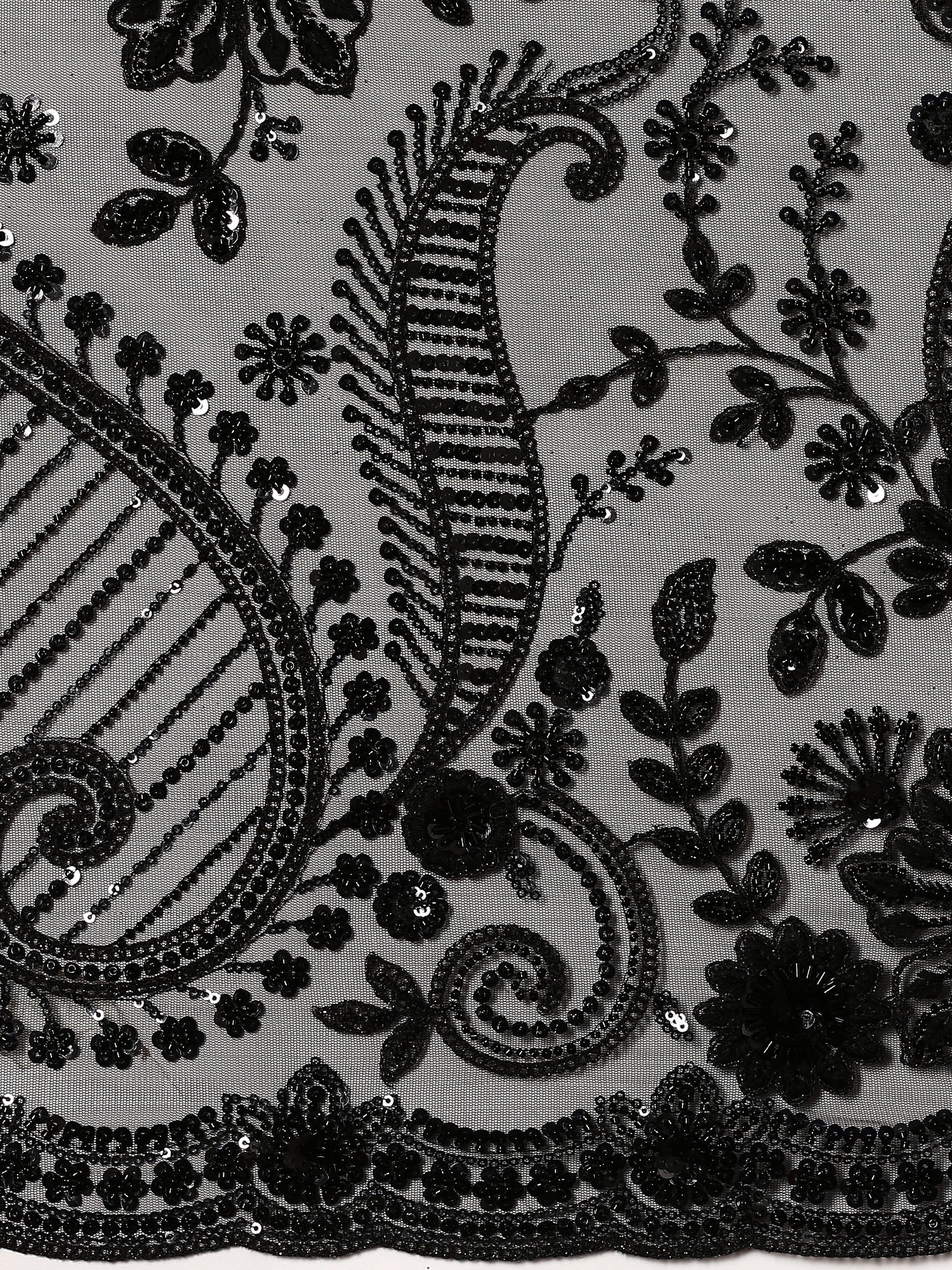 Black net saree with sequin heavy hand embroidery - Image 5