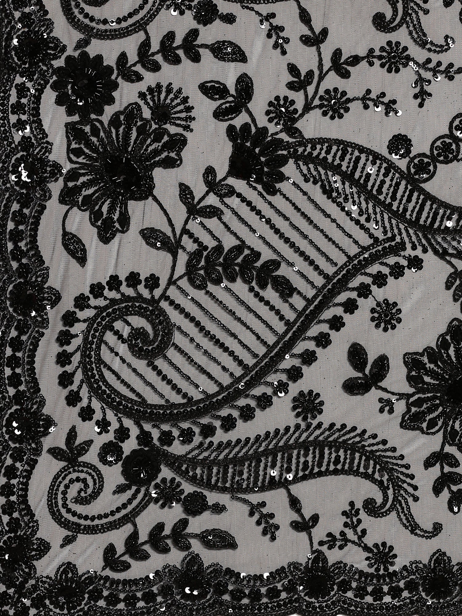 Black net saree with sequin heavy hand embroidery - Image 6