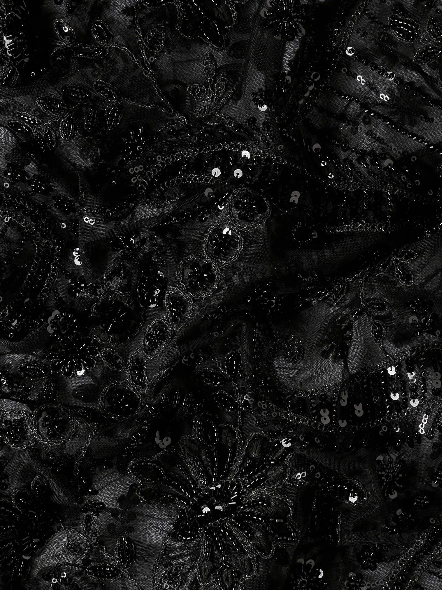 Black net saree with sequin heavy hand embroidery - Image 7