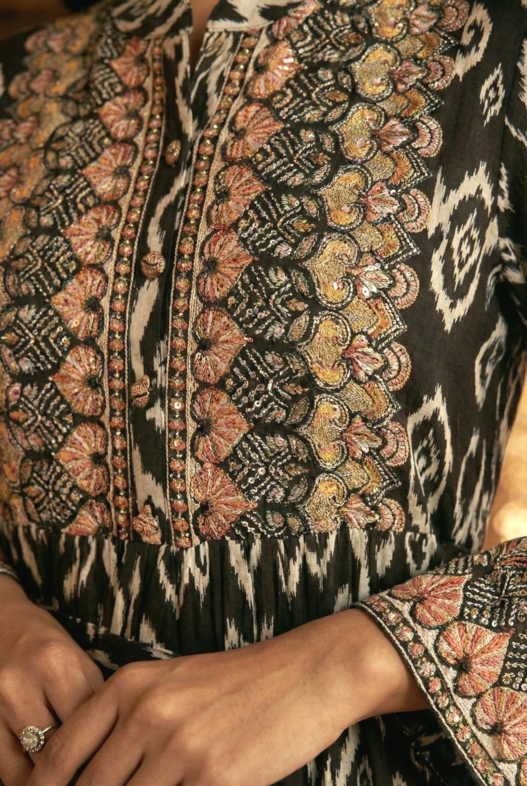 Black Rayon Digital Printed Long Dress - Image 5