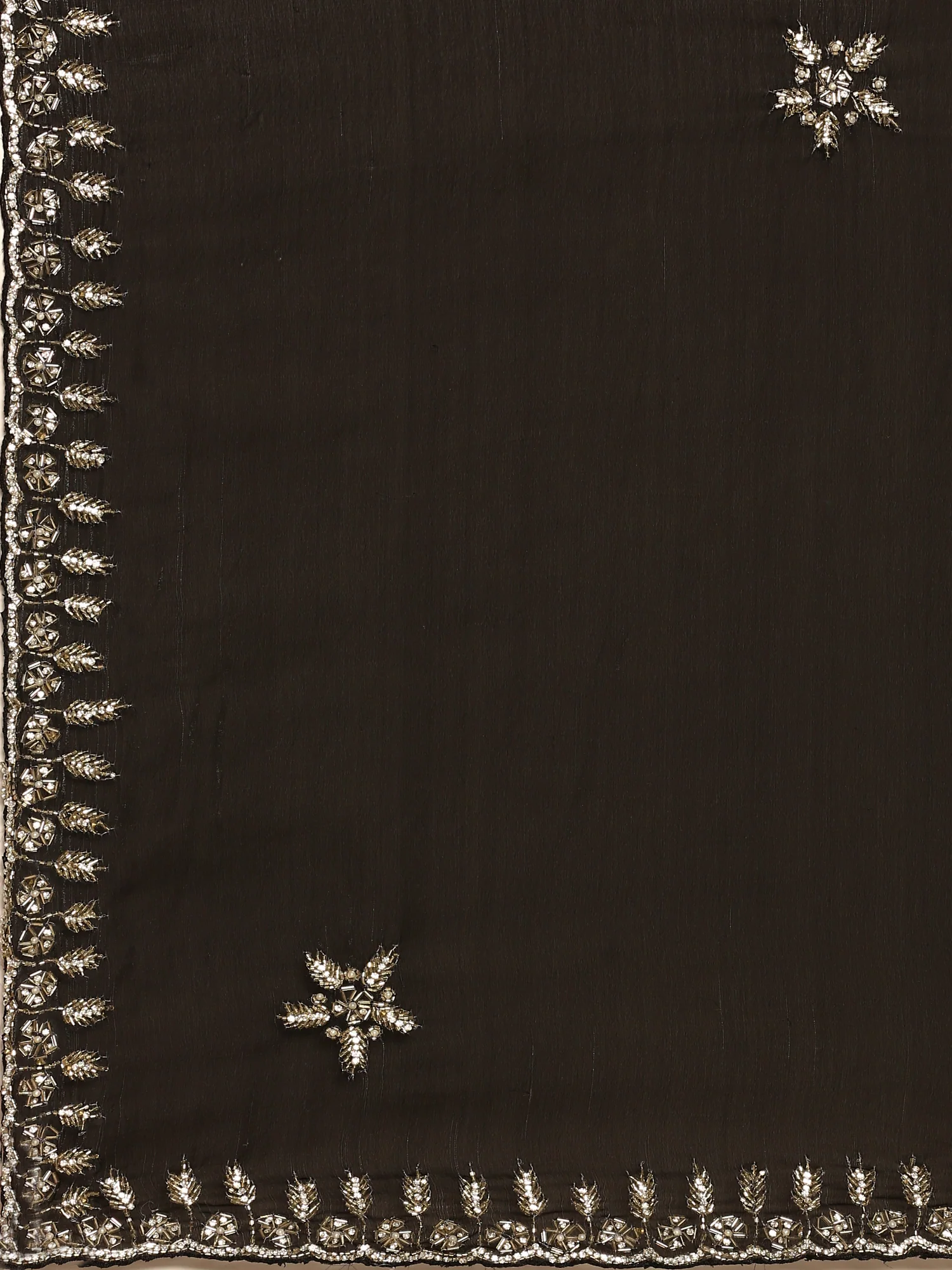Black Shimmer Tissue Saree With Cut Dana & Swarovski Embroidery - Image 5