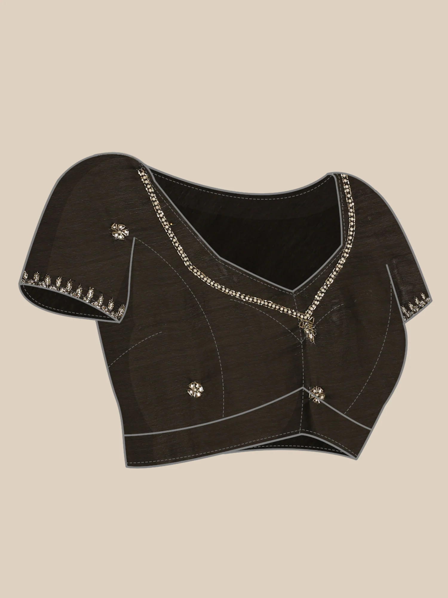 Black Shimmer Tissue Saree With Cut Dana & Swarovski Embroidery - Image 6