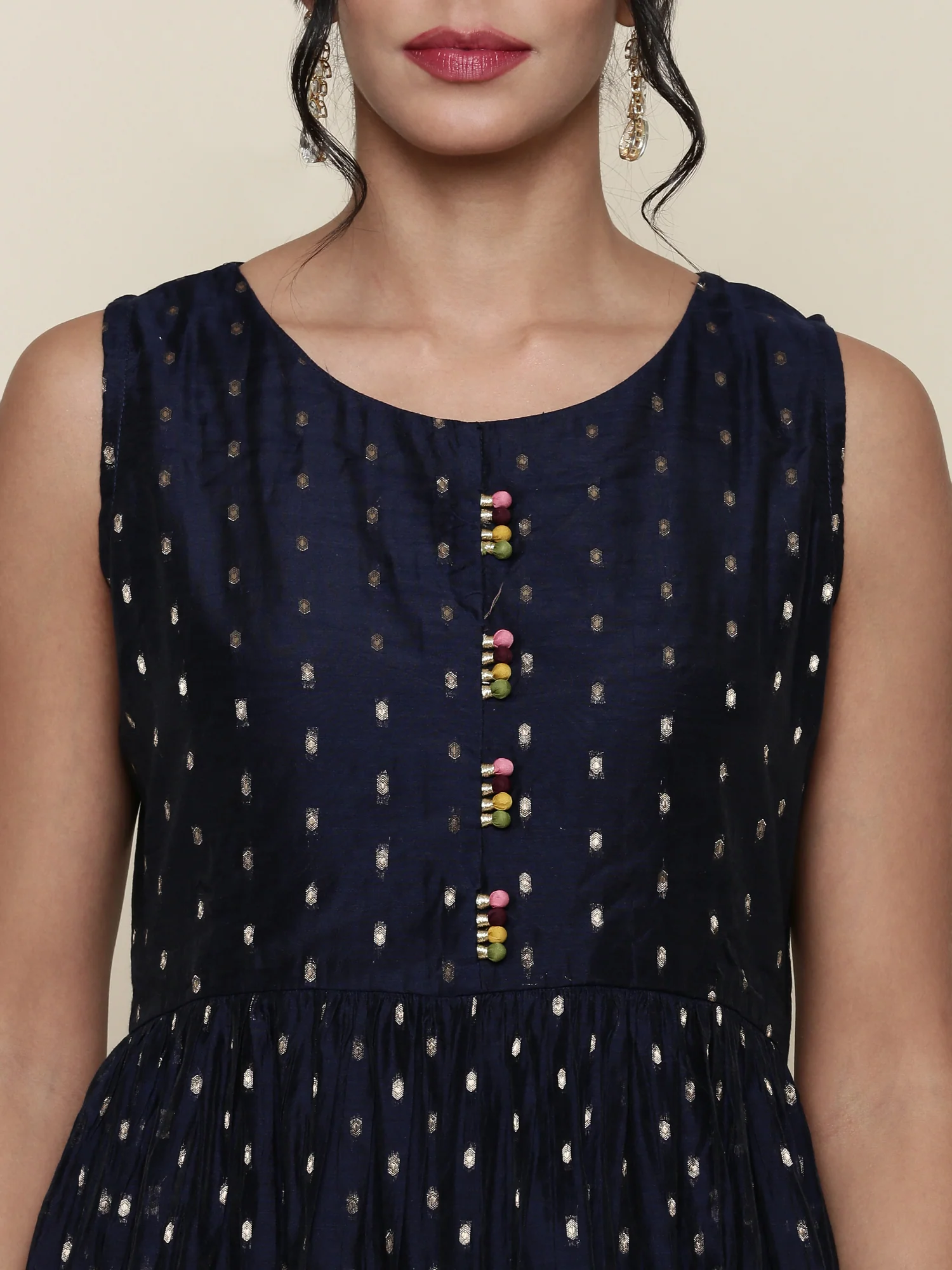 Black Silk Floral Printed Jacket and Gown set - Image 4