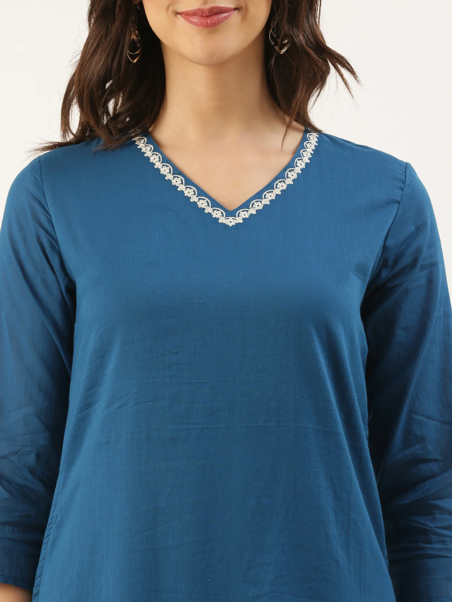 Blue Rayon Embroidery Three Piece Suit Set - Image 4