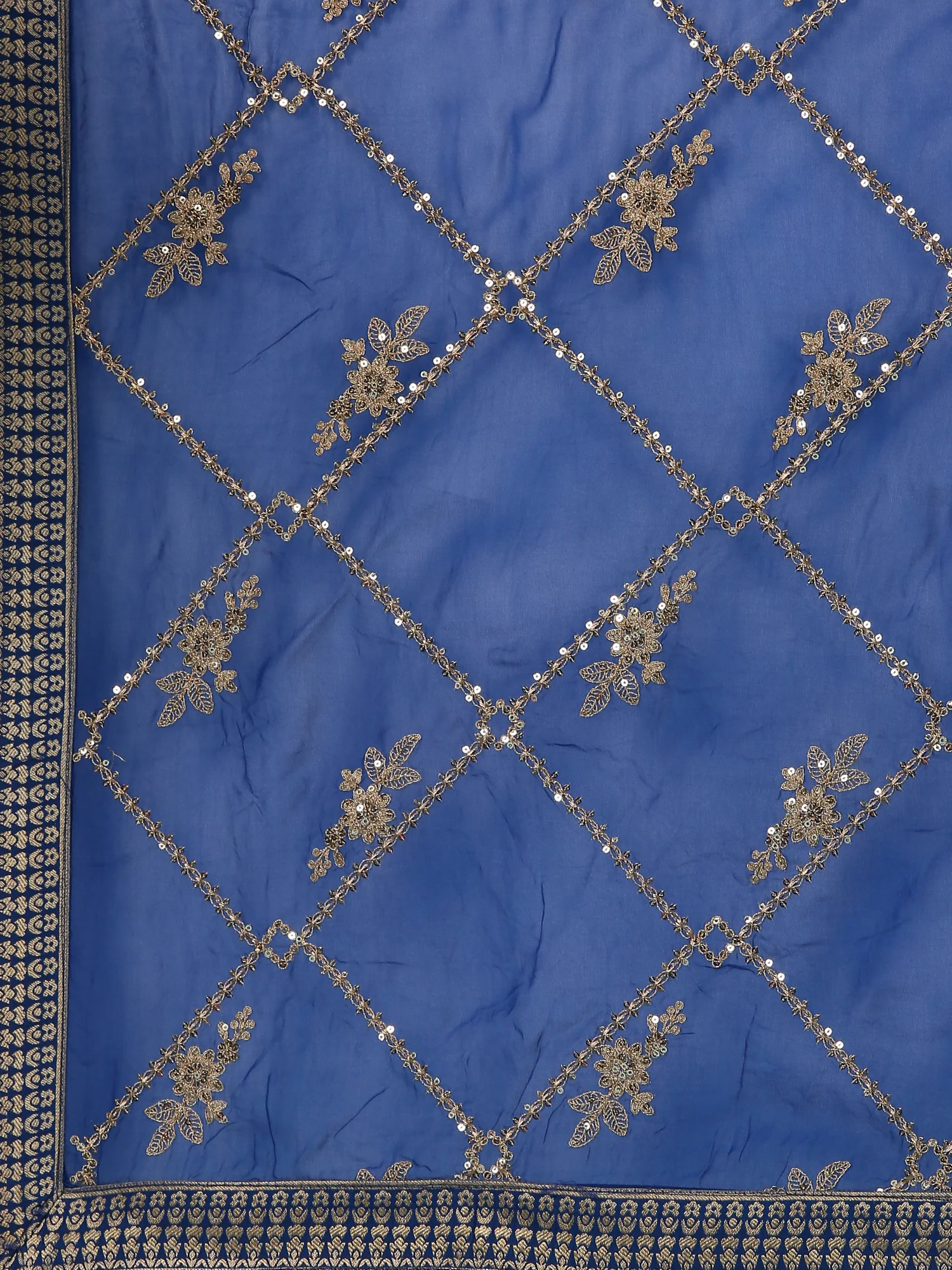 Blue Silk Hand Embroidery Ghagra Set - Image 7
