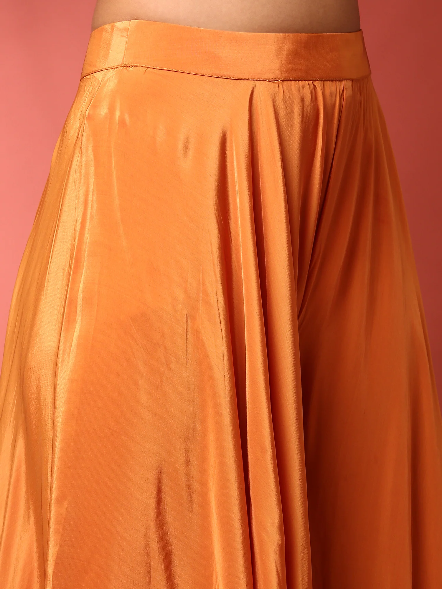 Burnt orange hand embroidered three piece palazzo set - Image 7
