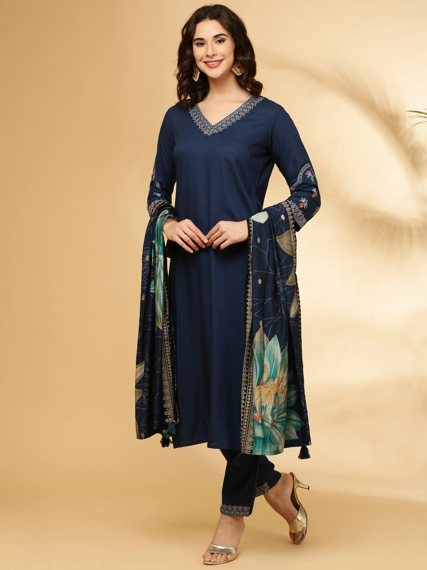 Cobalt Rayon Three Piece Suit Set - Image 5