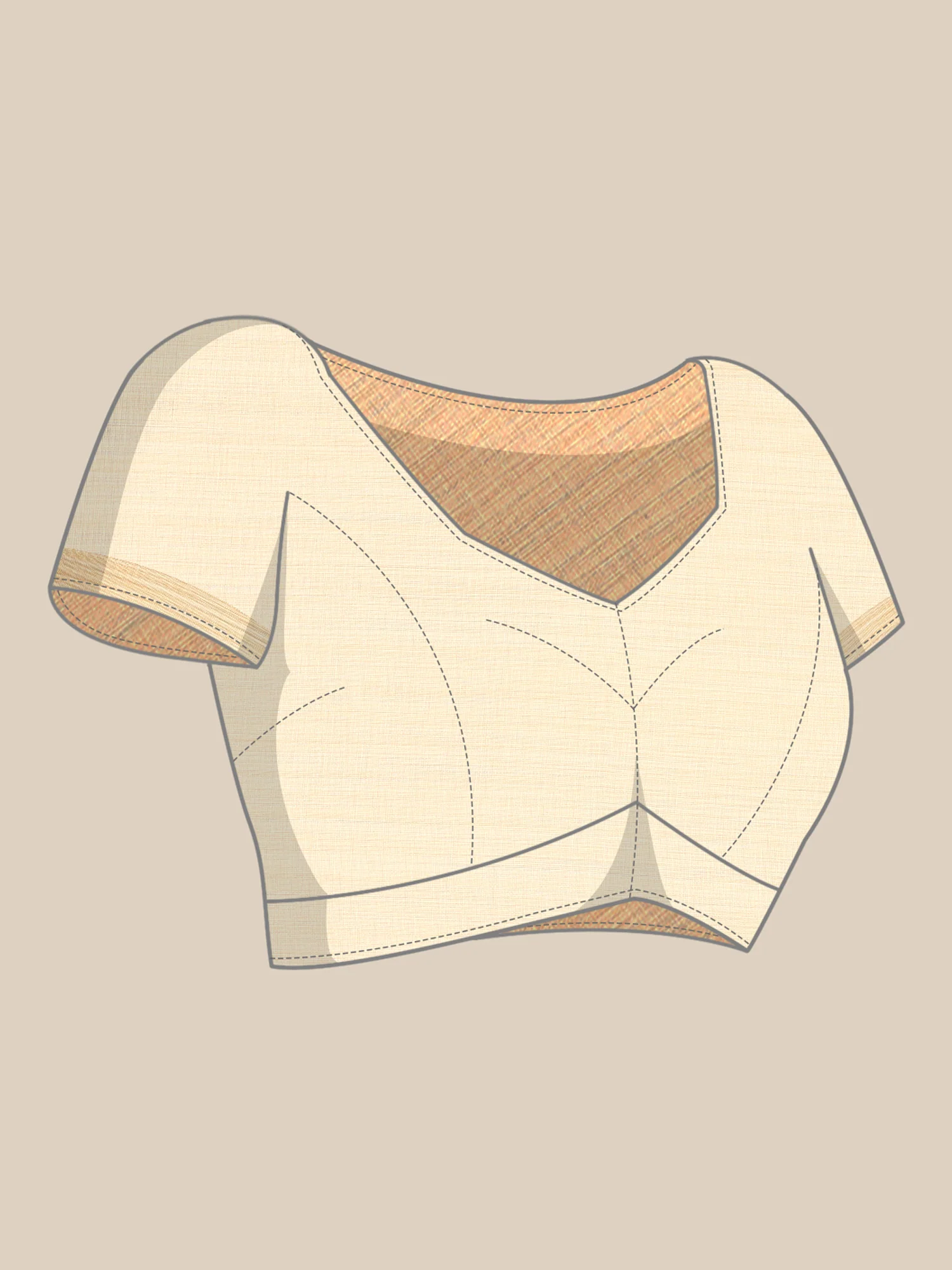 Cream Chanderi Silk With French Knot Contrast Thread Work And Sequence - Image 8