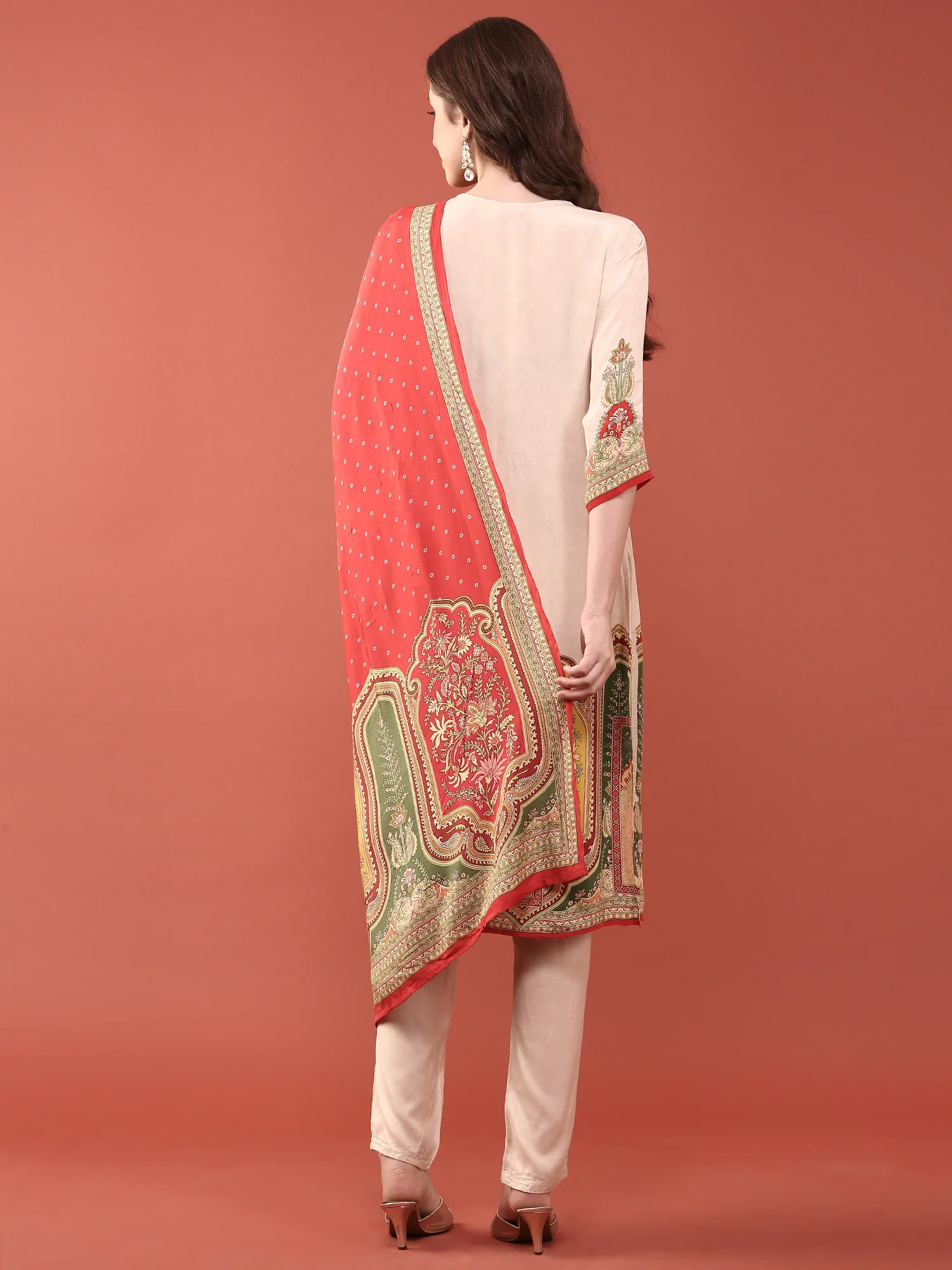 Cream Crepe Digital Print Three Piece Set - Image 3