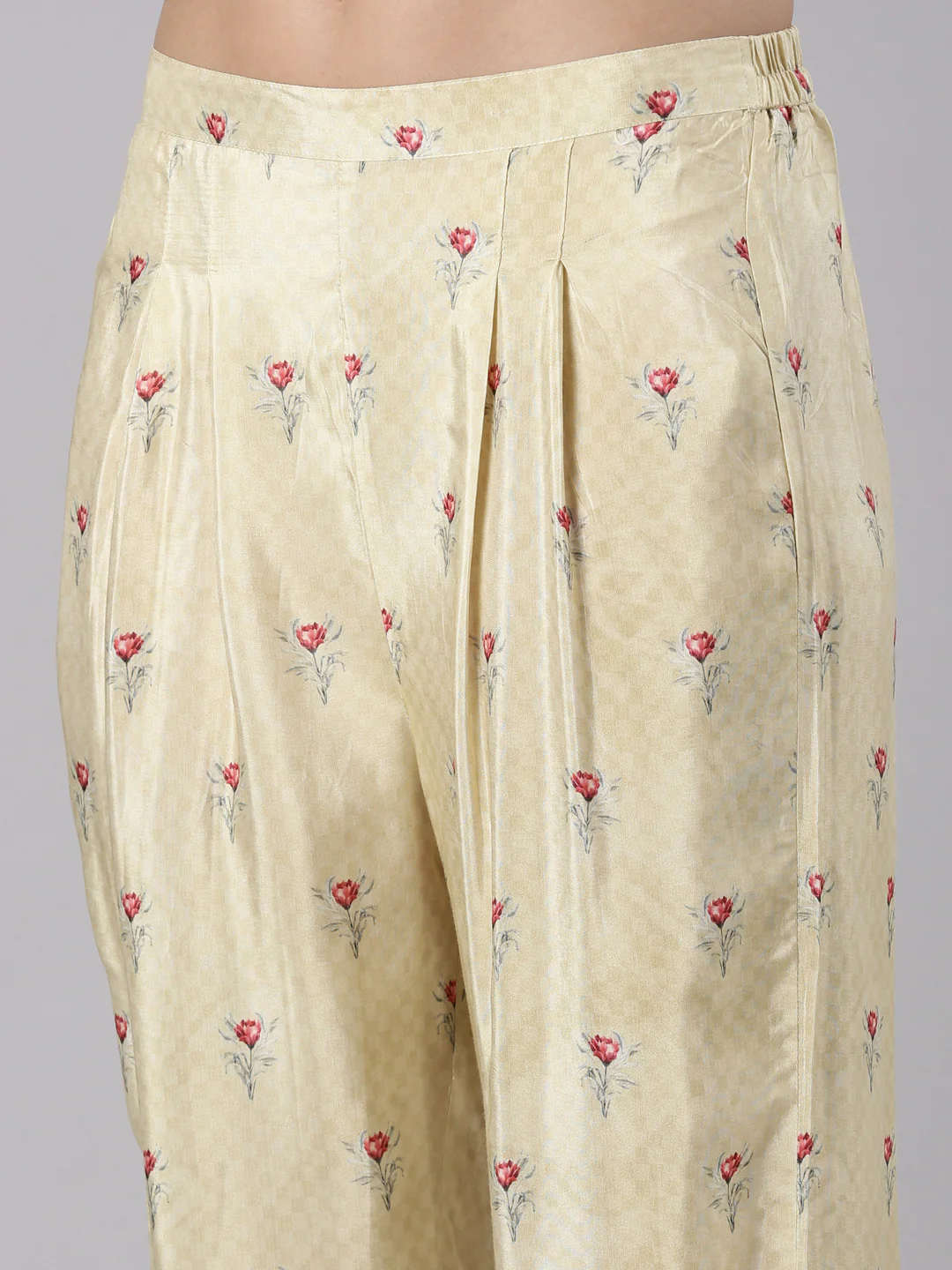 Cream Muslin Printed Three Piece Set - Image 6