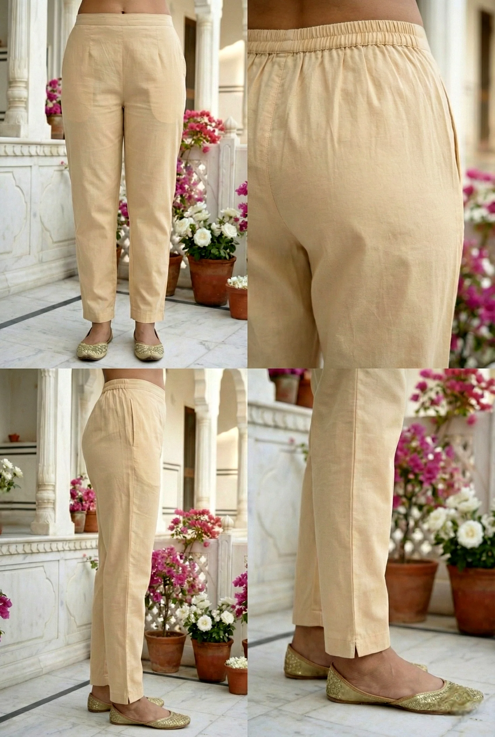 Cream Silk Hand Embroidered Three Piece Set - Image 7