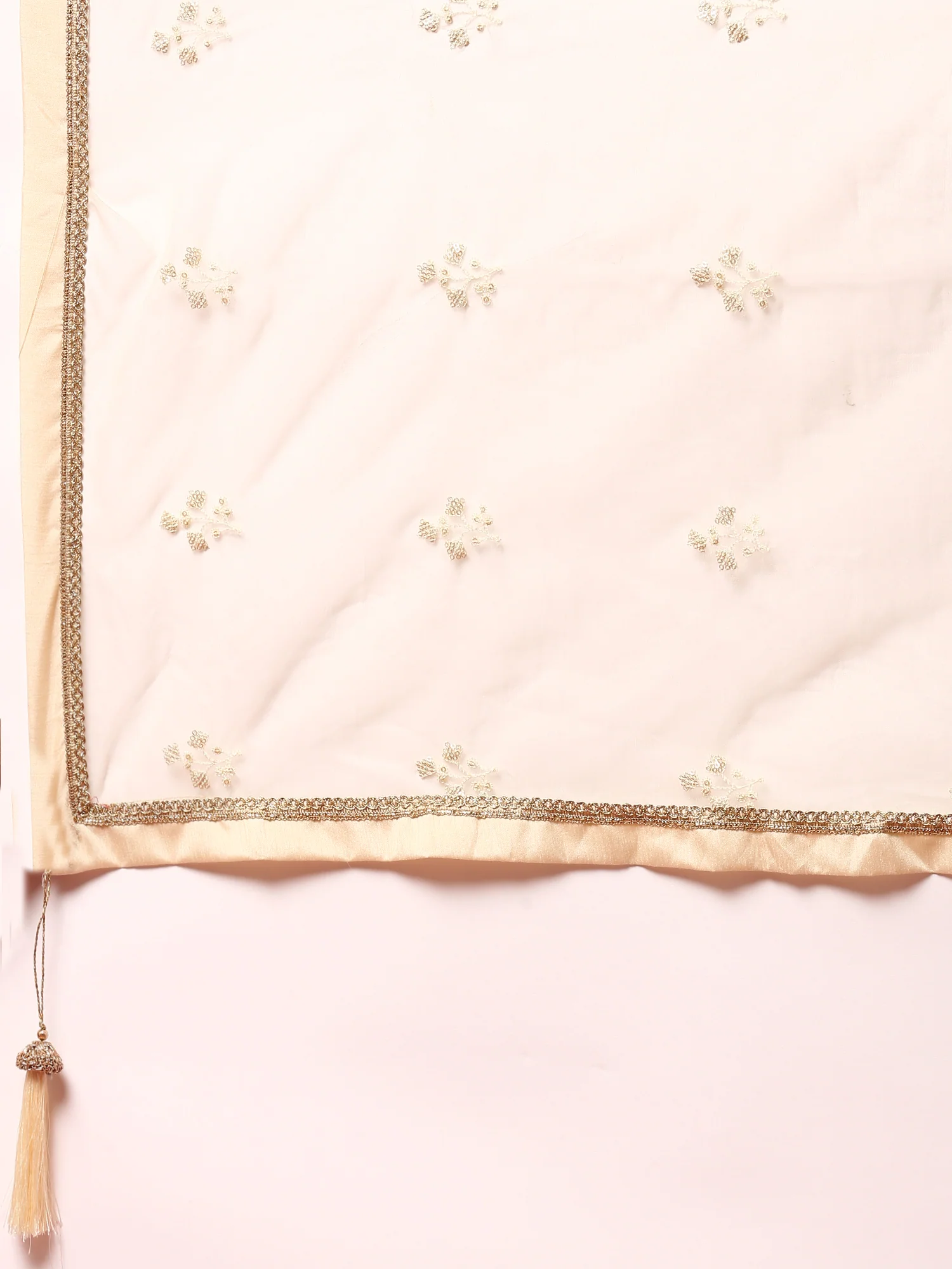 Cream tissue fabric Three piece anarkali set - Image 6