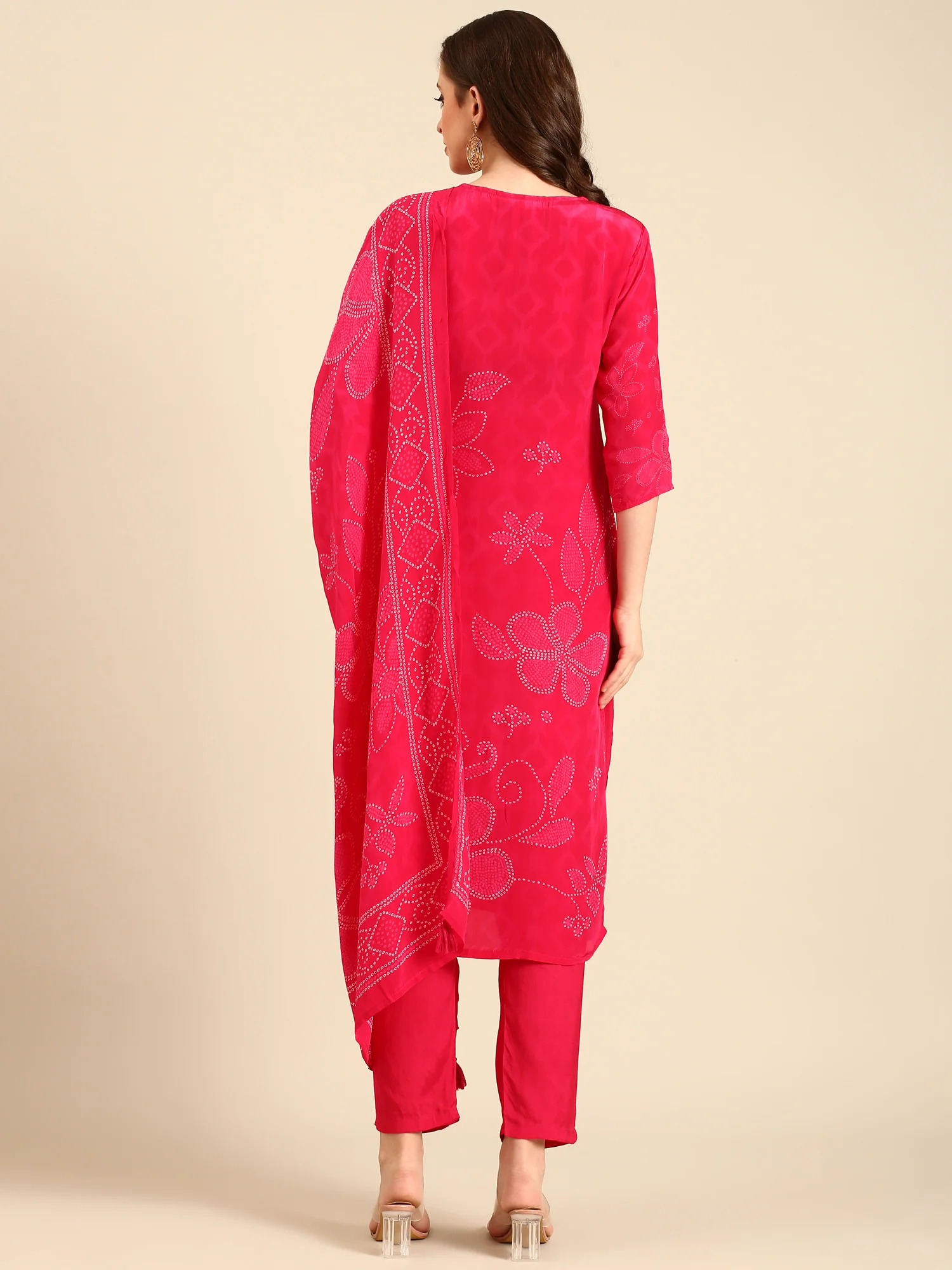 Crepe bandhani three piece suit set - Image 3