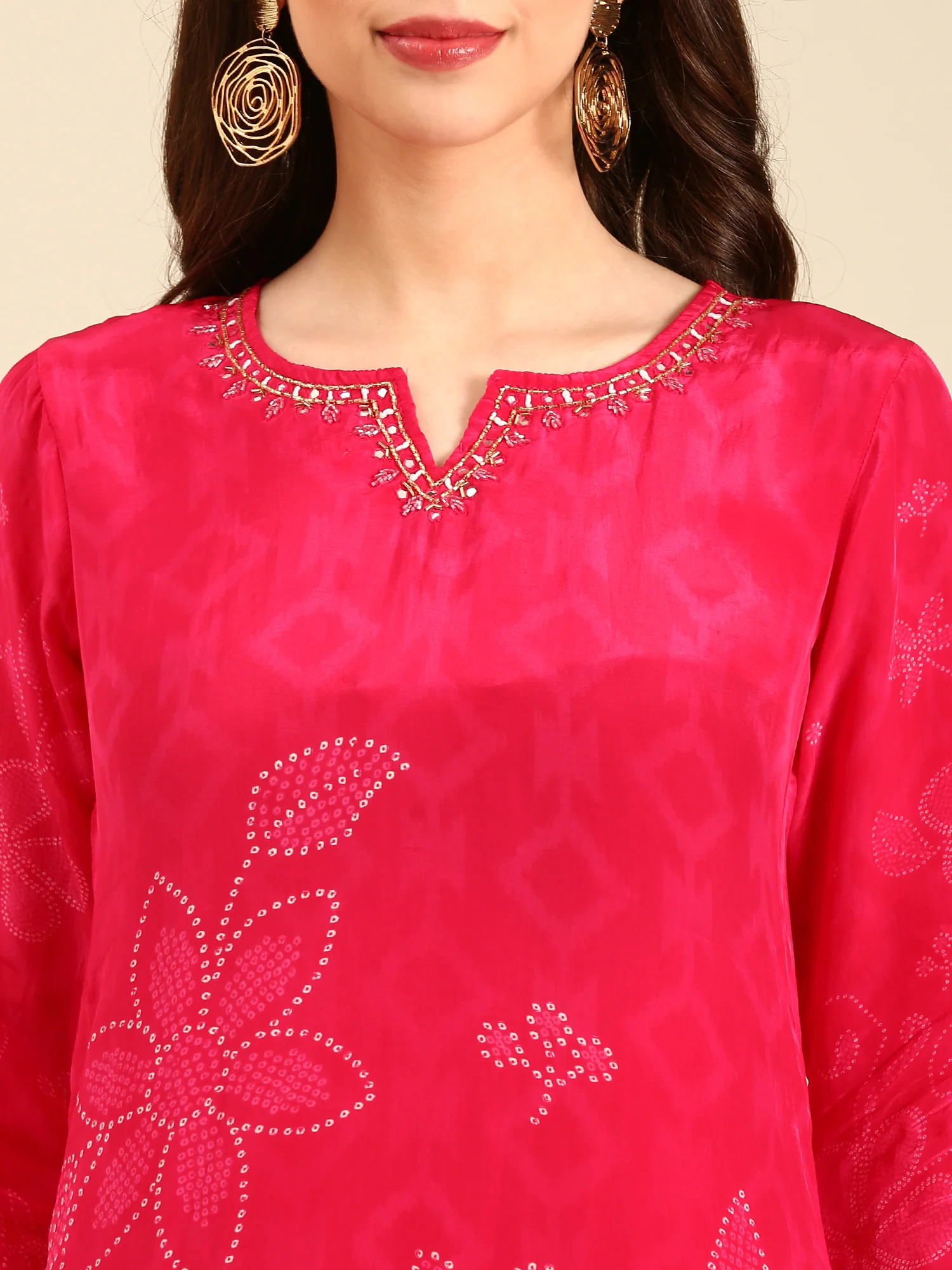 Crepe bandhani three piece suit set - Image 4