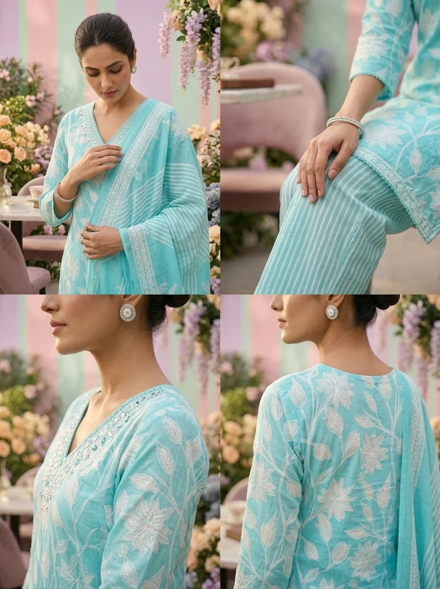 Ferozi Cotton Floral Printed Three Piece Set - Image 5