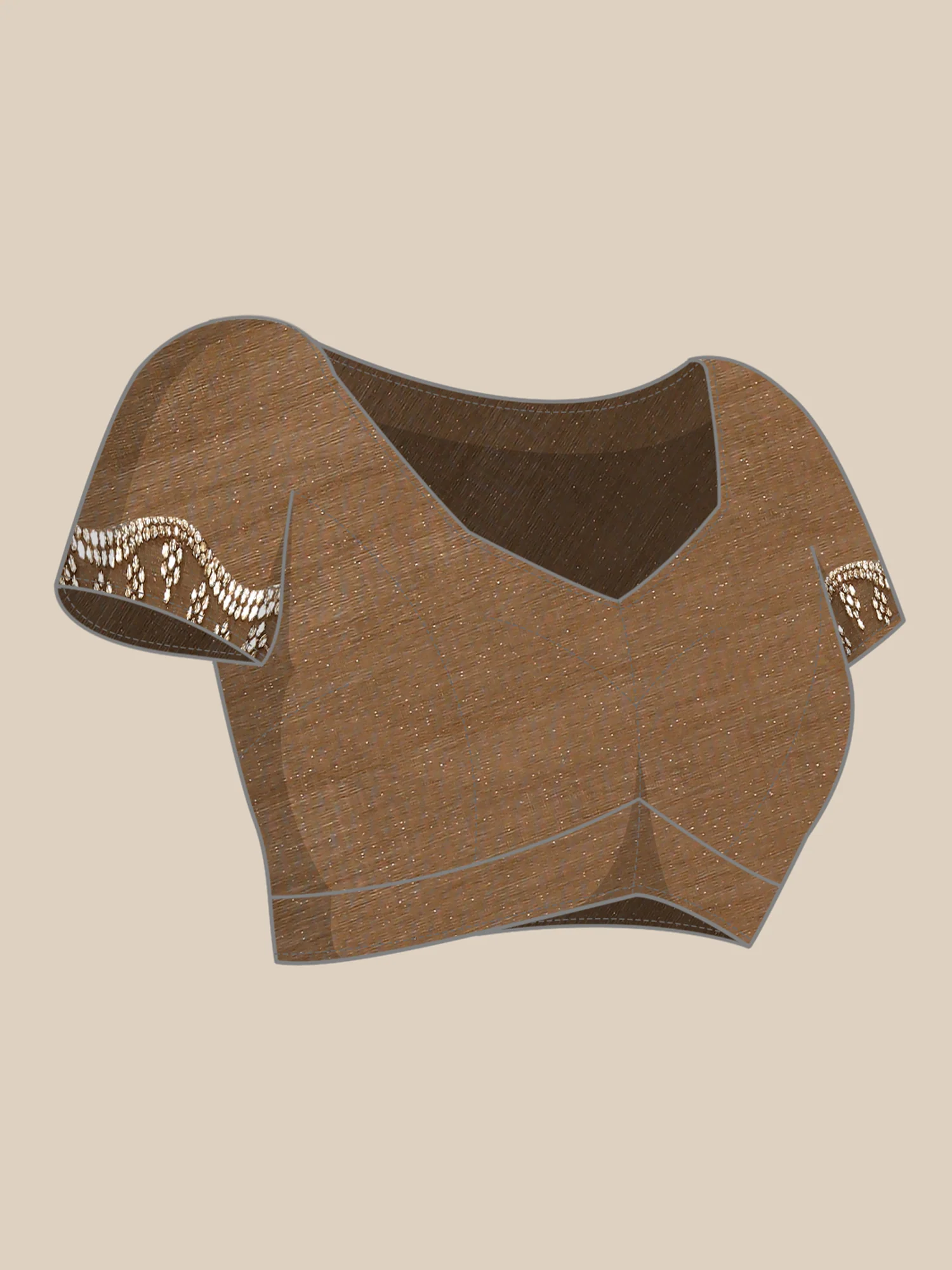 Gold & Rust Floral Printed Jimmy Tissue Saree With Swarovski Embroidery - Image 6