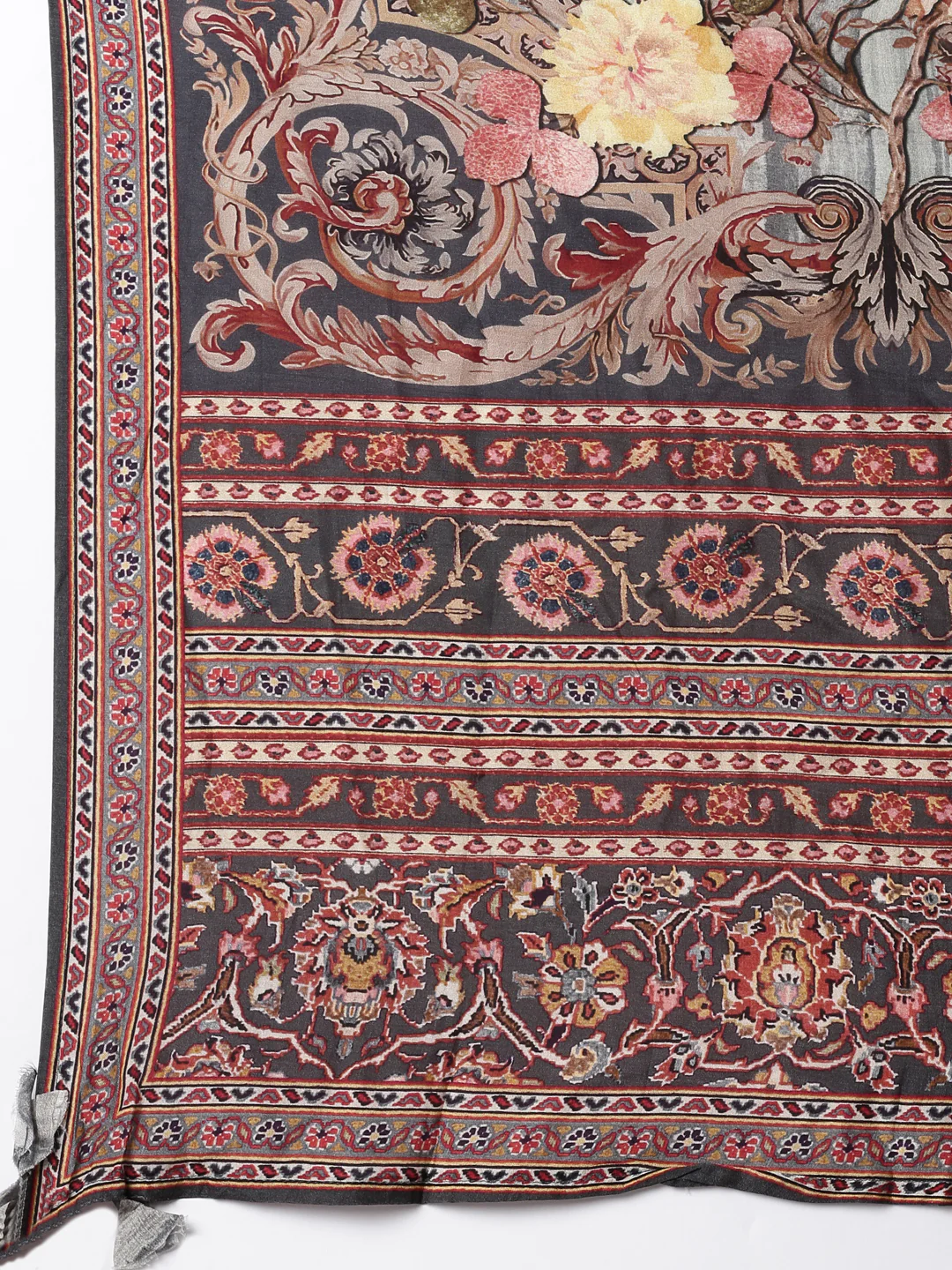 Gray Silk Ajrak Print Three Piece Set - Image 7