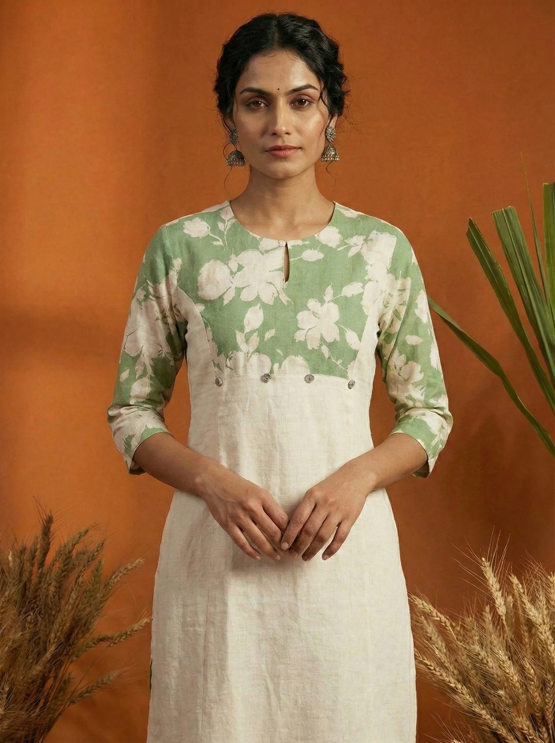 Green Cotton Floral Two Piece Set - Image 4