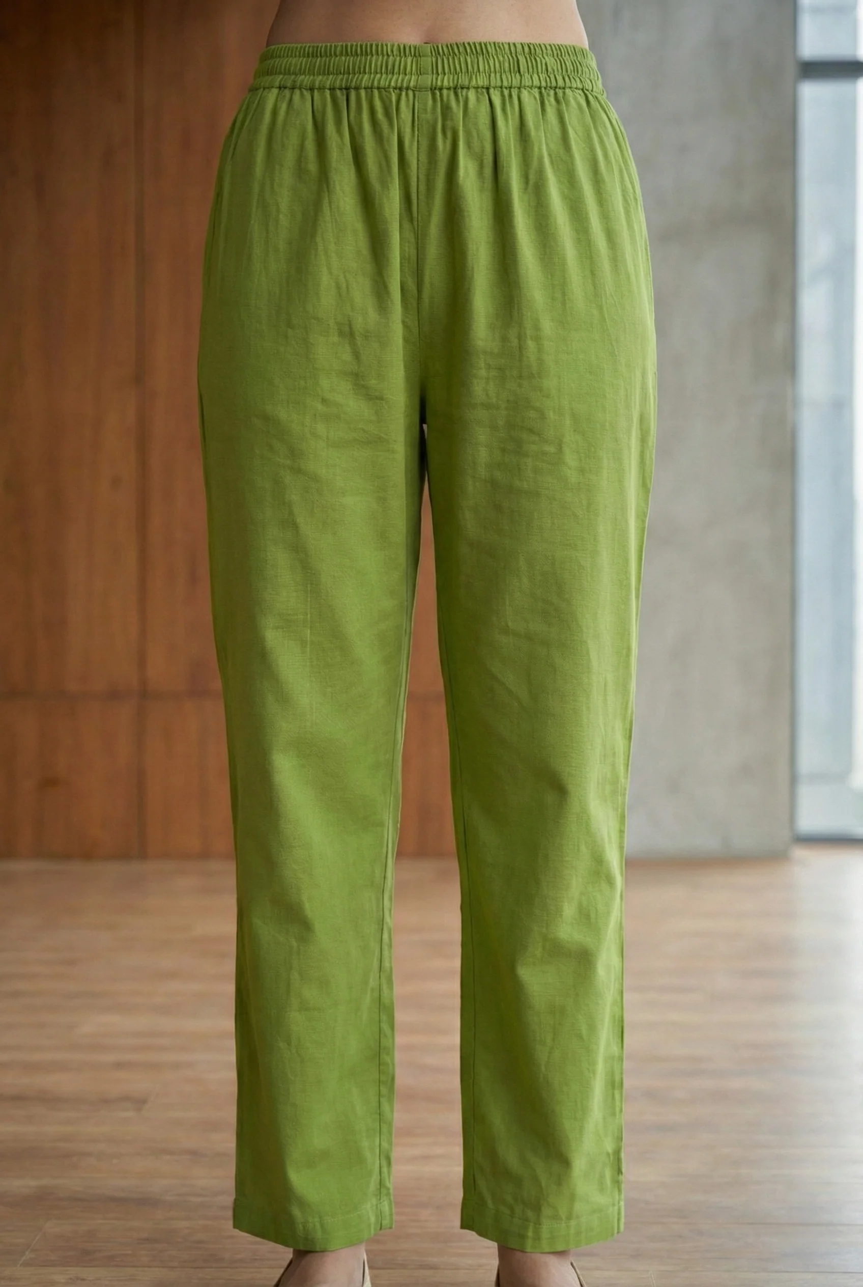 Green Cotton Thread Embroidery And Floral Printed Three Piece Set - Image 6