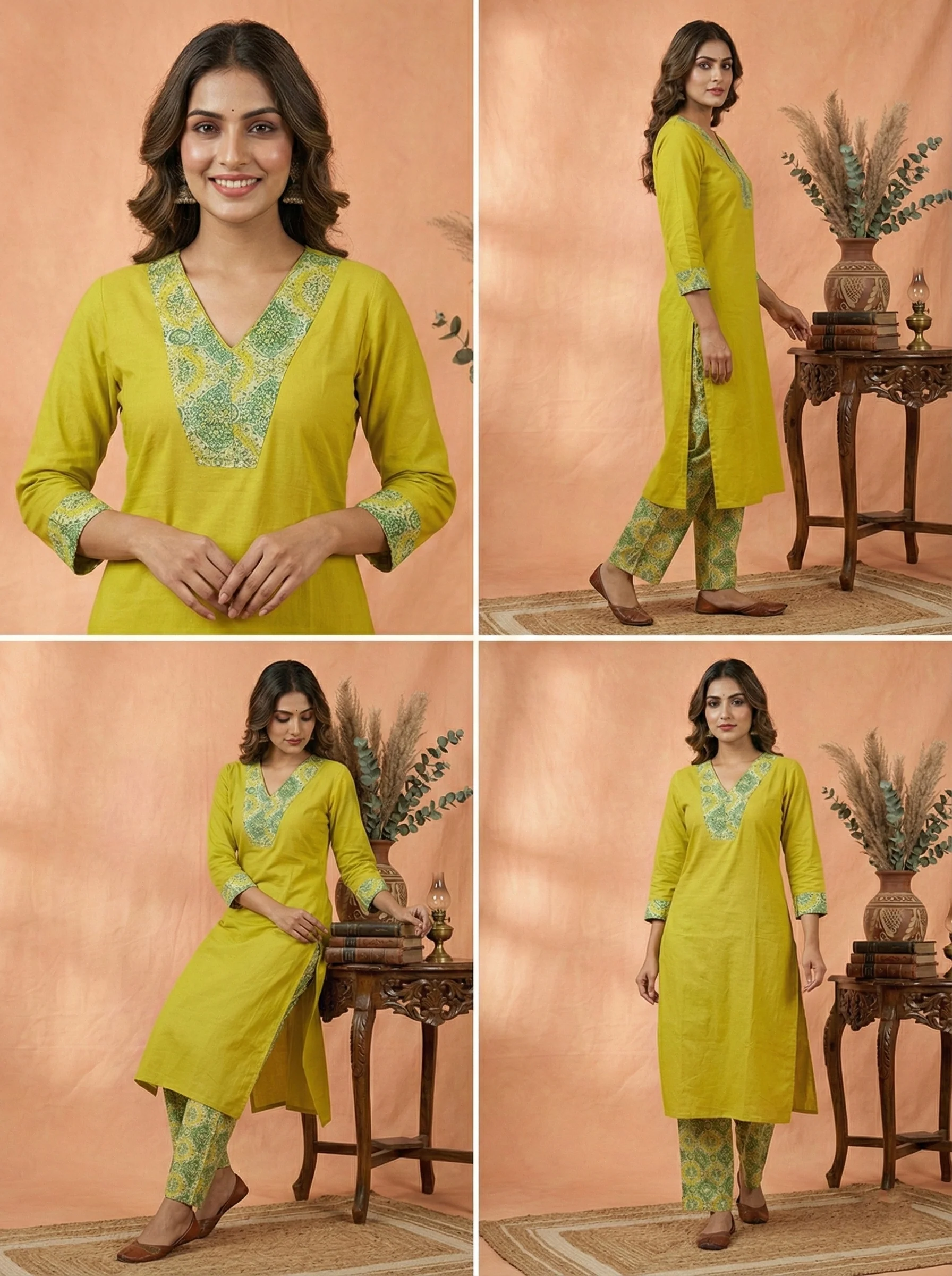 Green Dola Silk Hand Embroidered Two Piece Set - Image 5