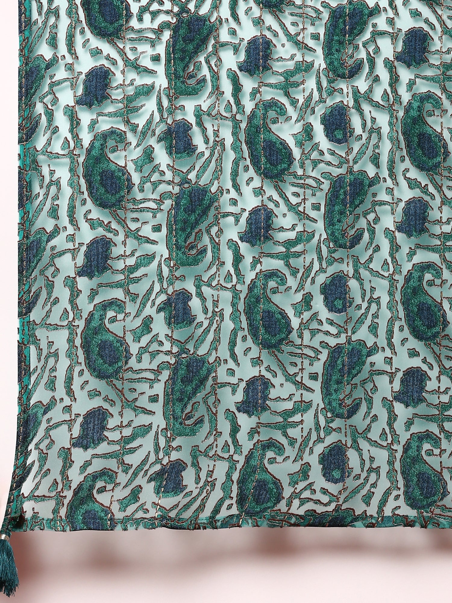 Green muslin embroidered three piece suit set - Image 7