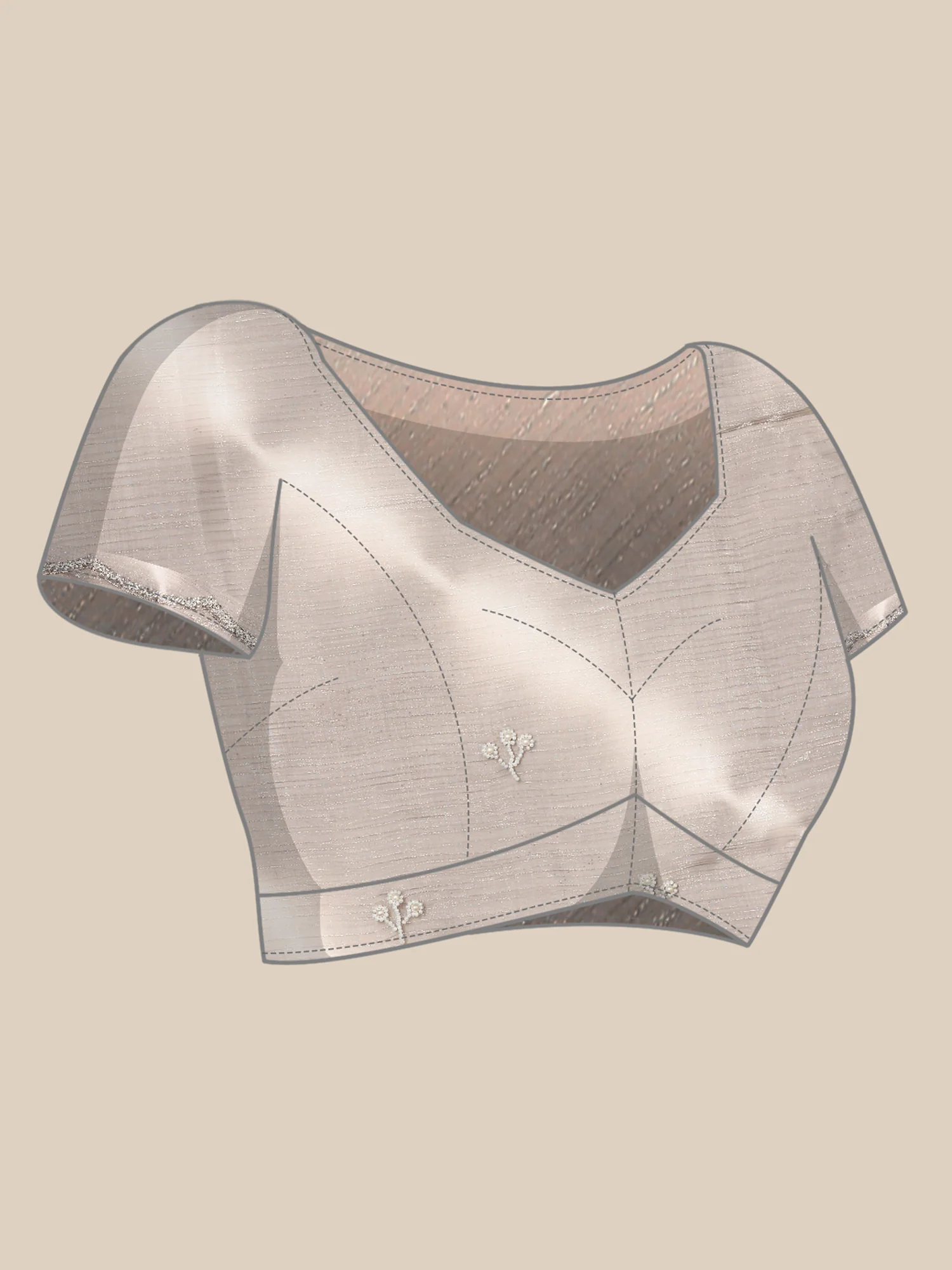 Grey Jimmy organza tie dye hand embroidery saree - Image 6