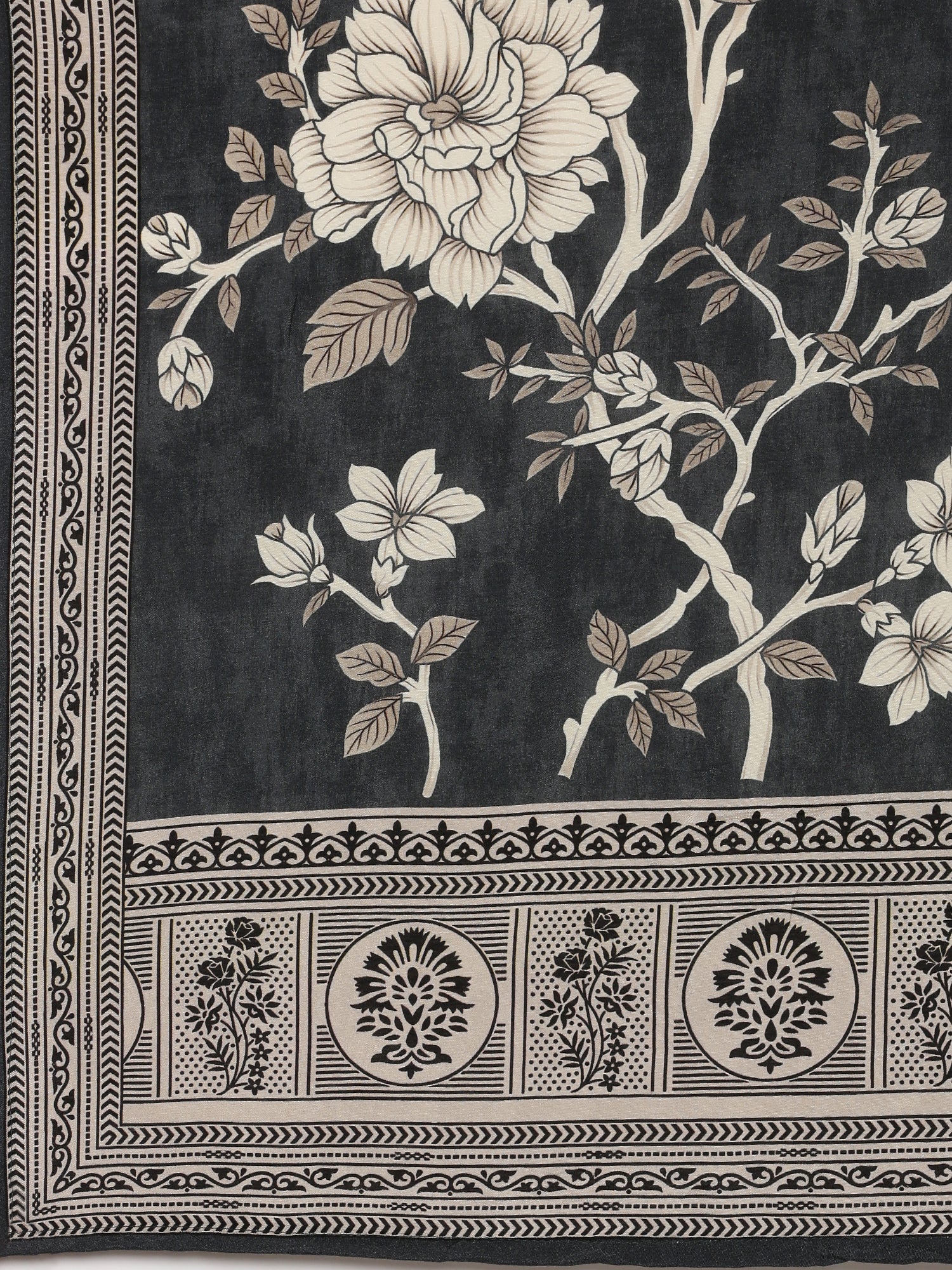 Grey Muslin Floral Printed Three Piece Set - Image 7