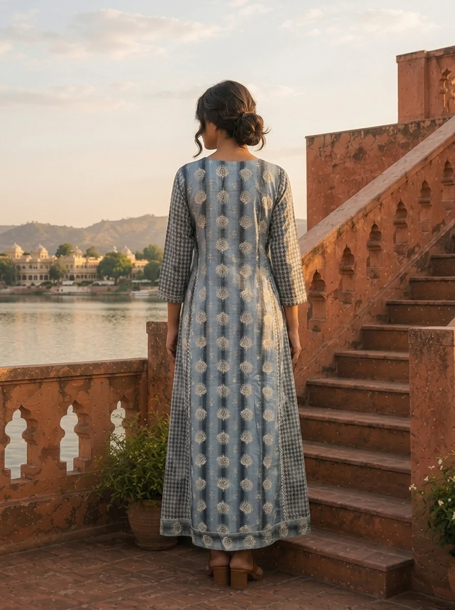 Grey Rayon Geometric Diamond Printed Dress - Image 2