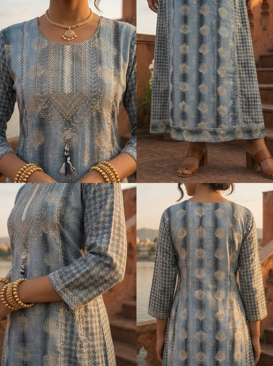 Grey Rayon Geometric Diamond Printed Dress - Image 5