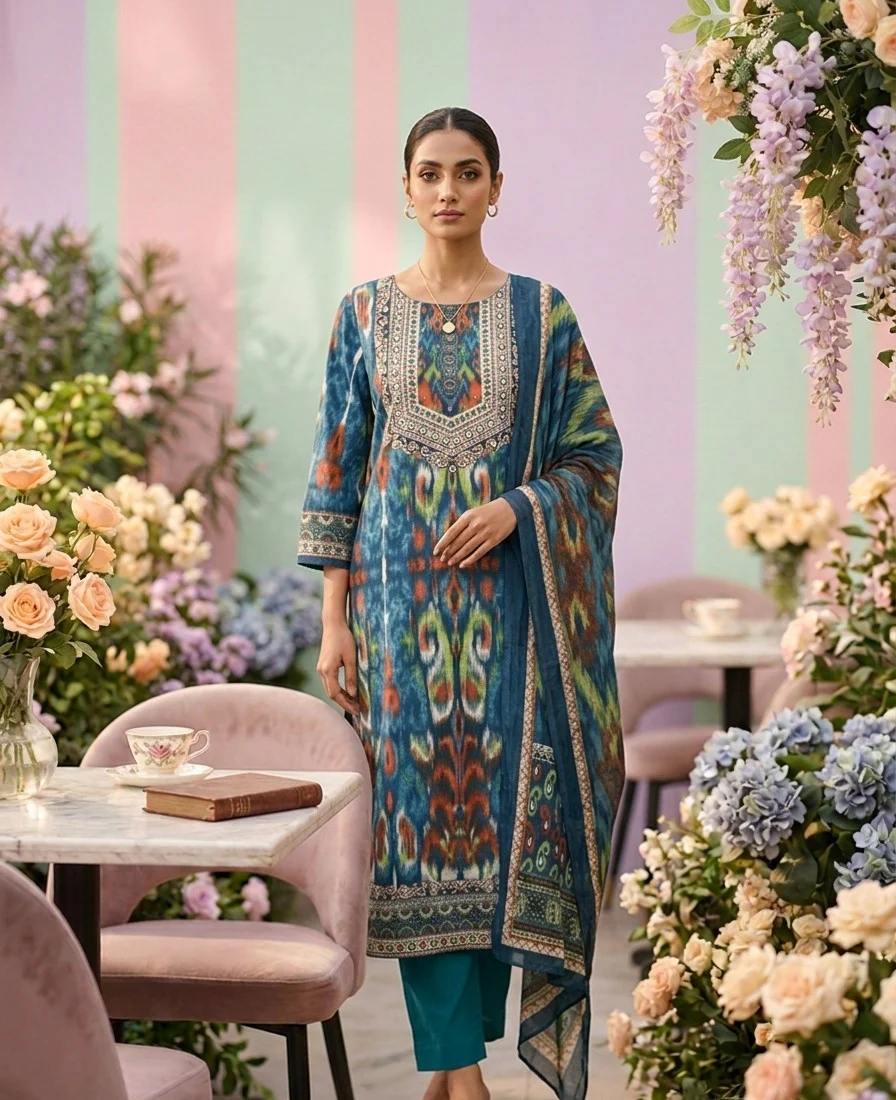 Indigo Cotton Three Piece Set