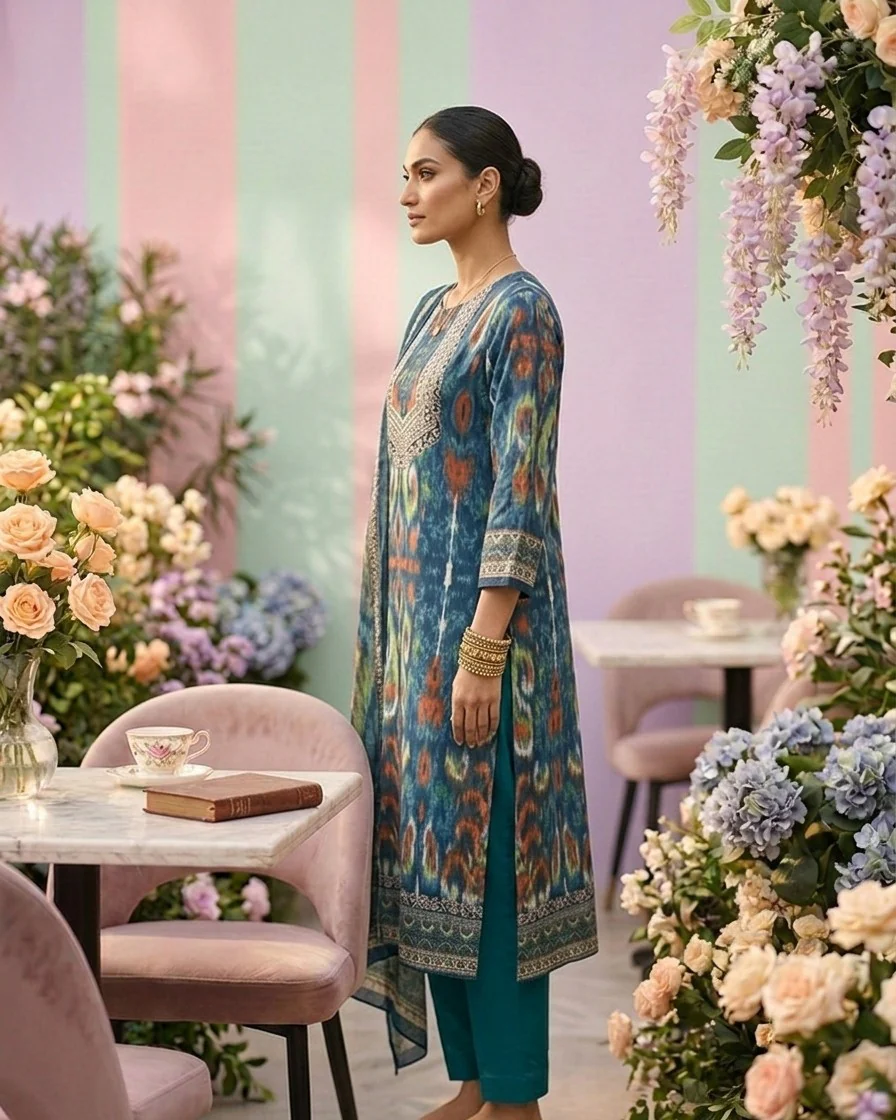 Indigo Cotton Three Piece Set - Image 4